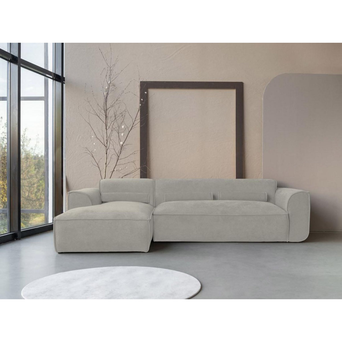 BEST MOBILIER Felix - canapé modulable d'angle gauche 4 places en tissu texturé