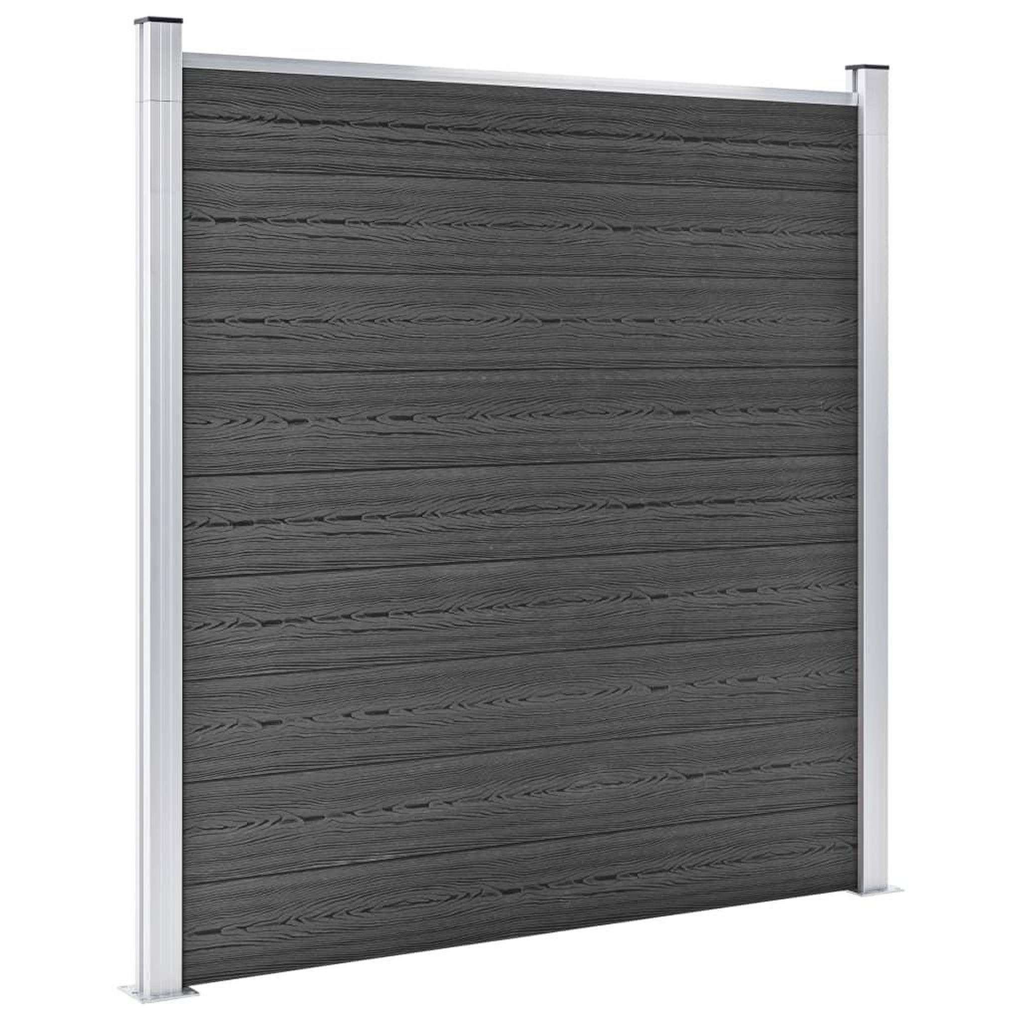 Voir la diapositive 3 : VIDAXL Ensemble de panneau de cloture WPC 353x186 cm Noir