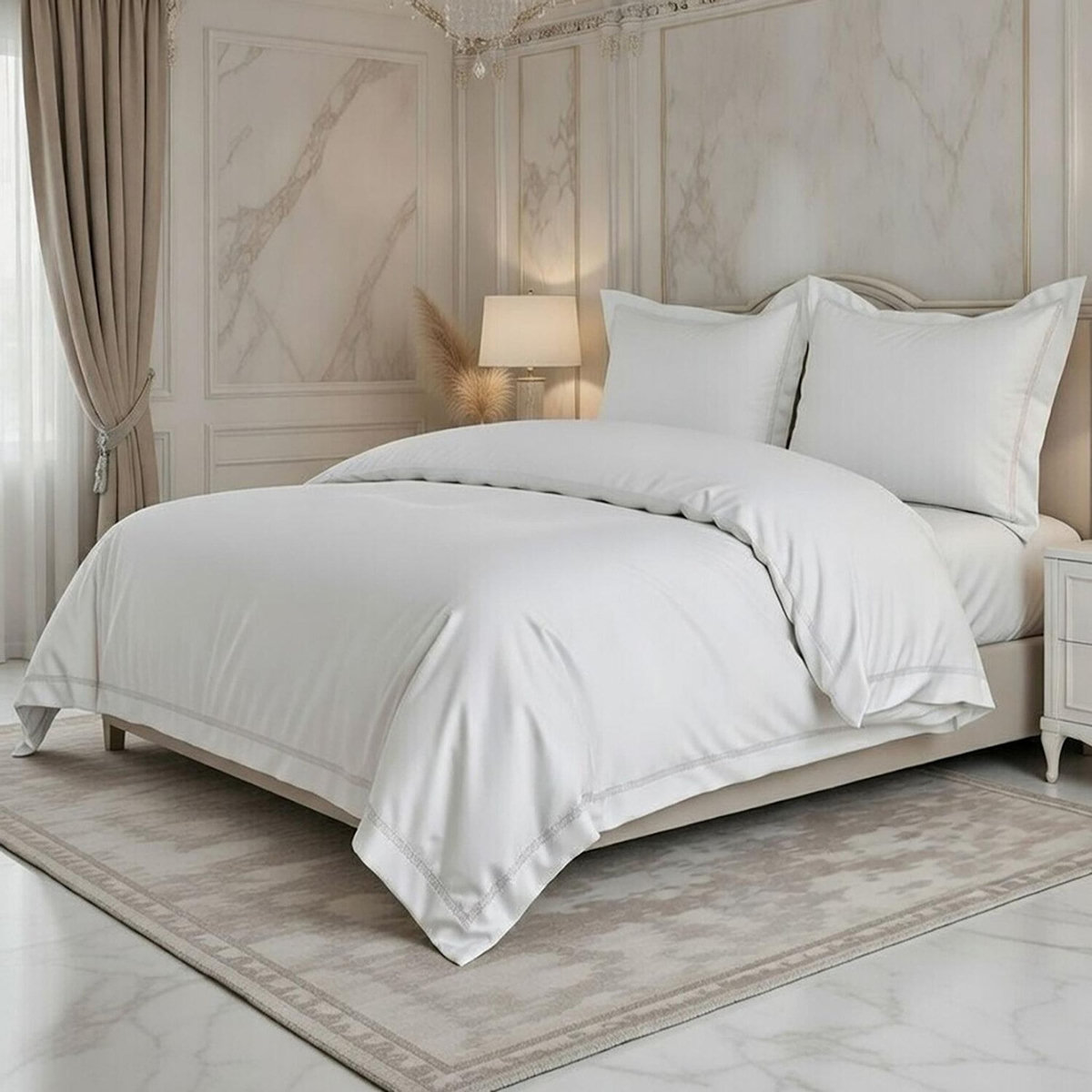 Home collection Parure housse de couette en coton 120 fils brodé