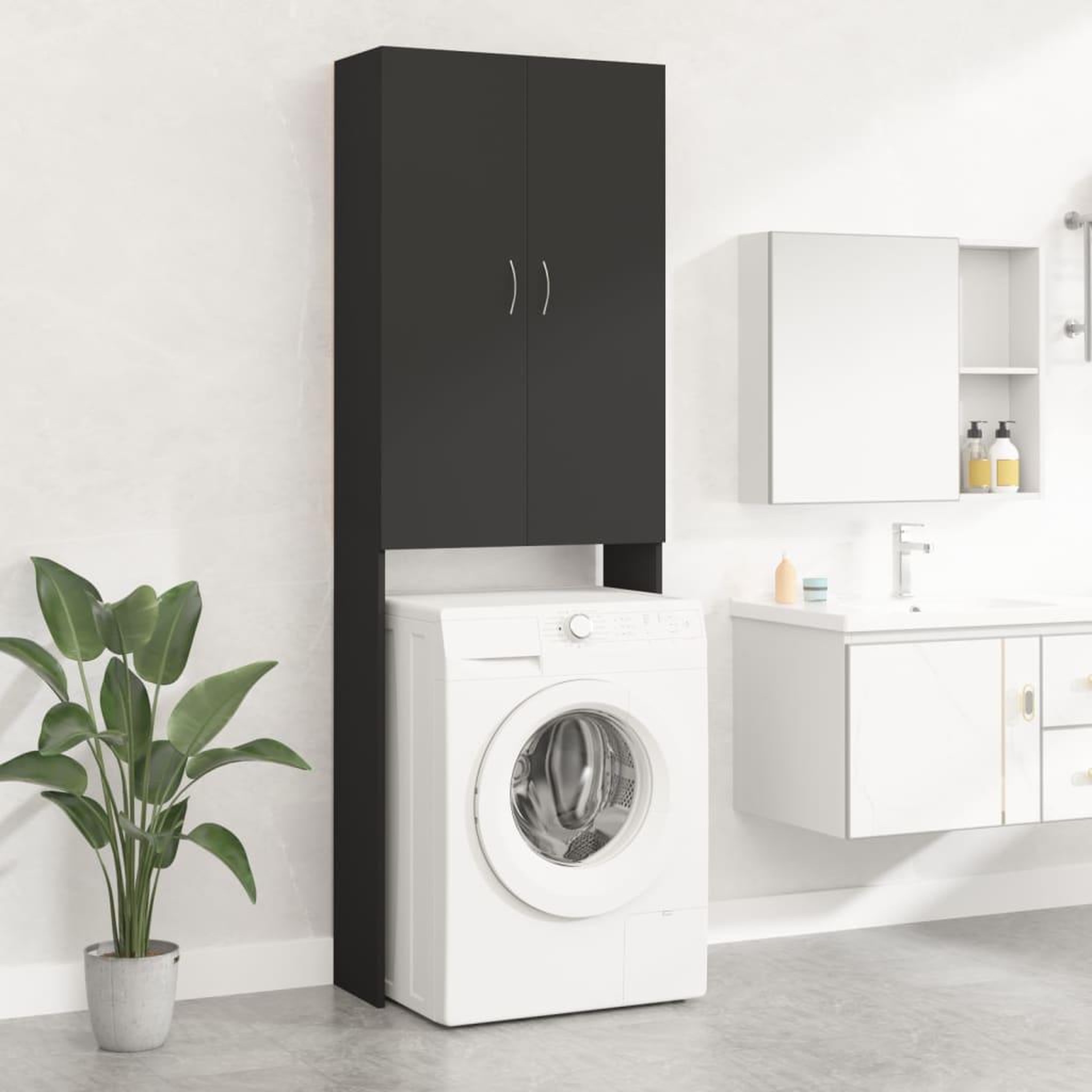 Voir la diapositive 1 : VIDAXL Meuble pour machine a laver Noir 64x25,5x190 cm