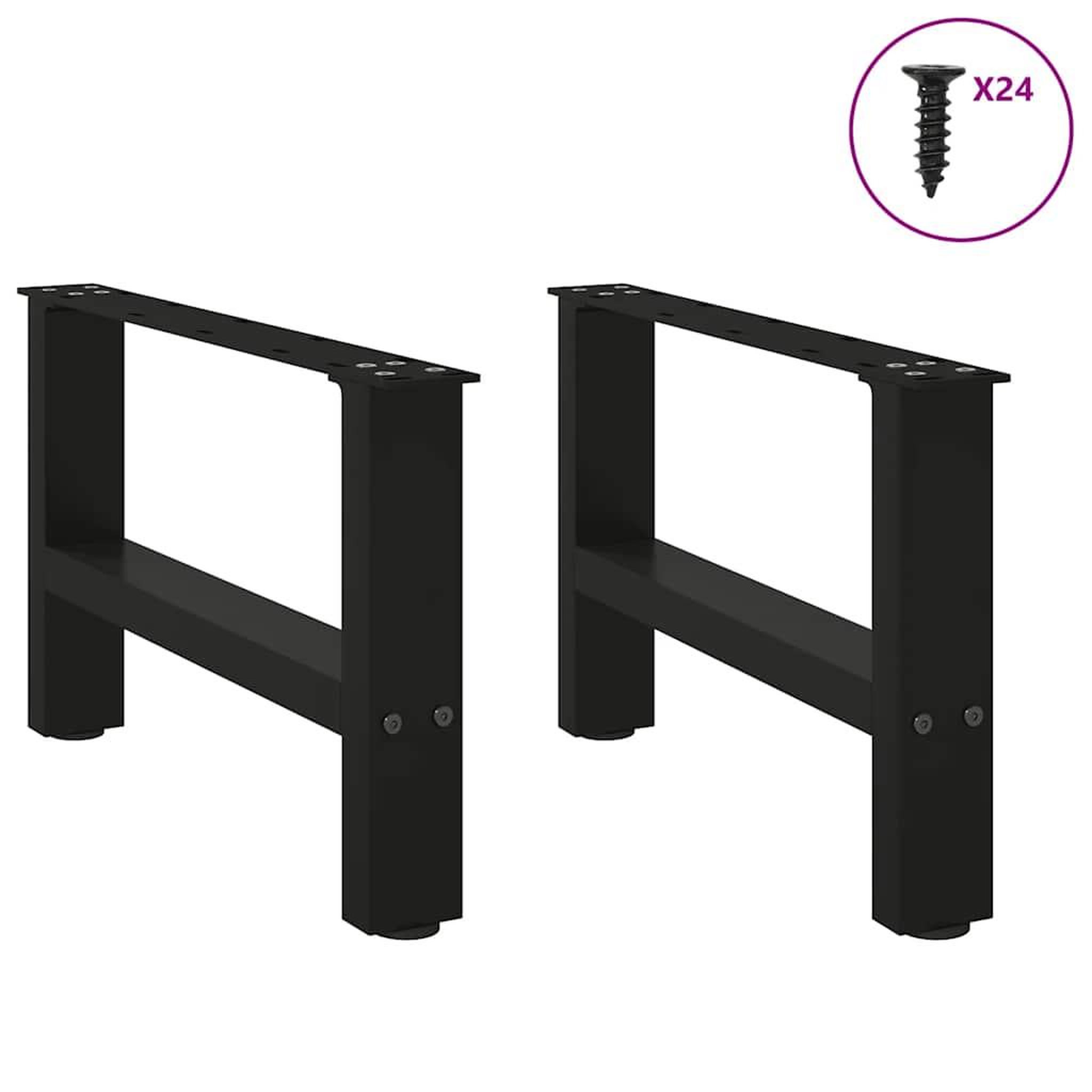 Voir la diapositive 3 : VIDAXL Pieds de table basse noir 2 pcs 50x(30-31) cm acier