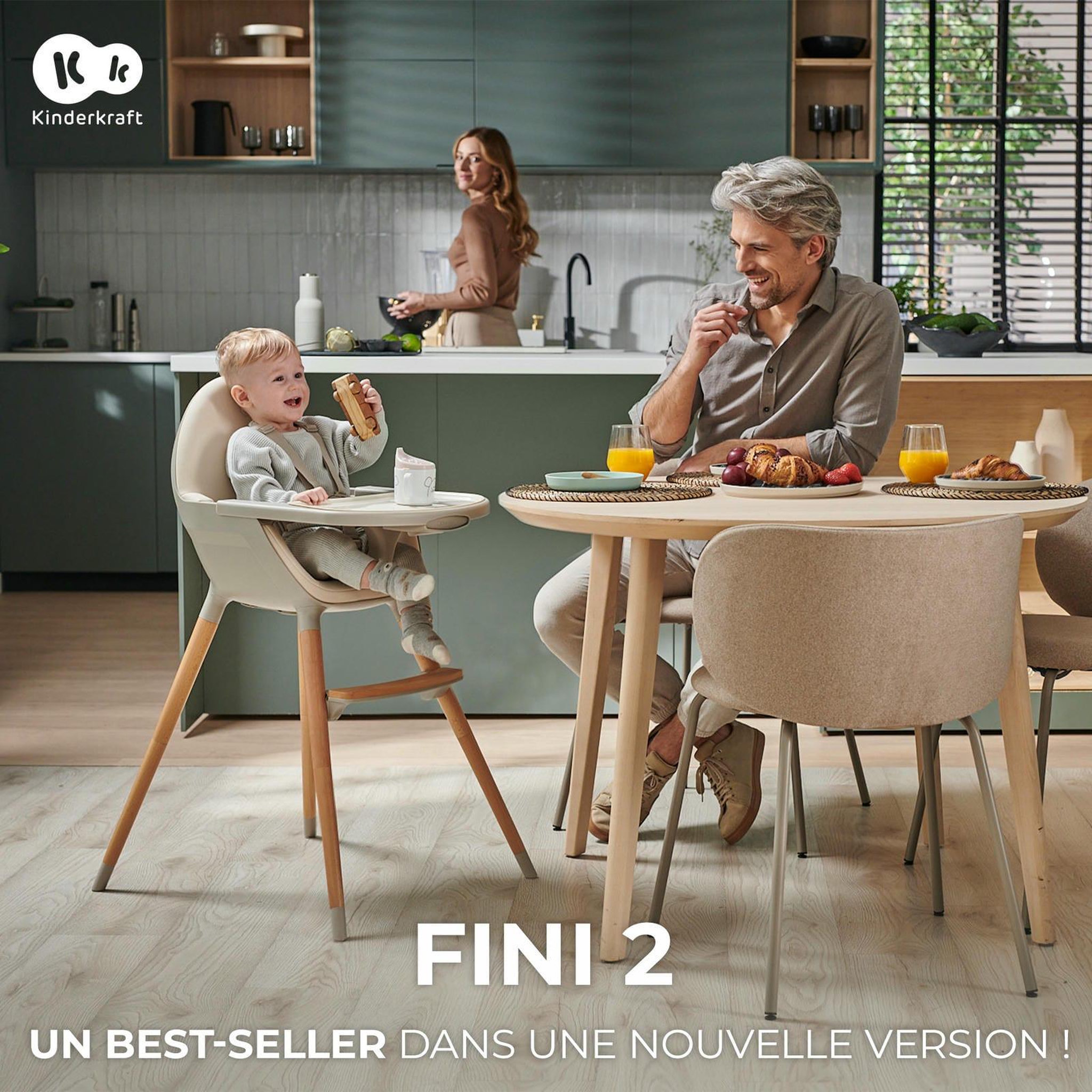 Voir la diapositive 2 : KINDERKRAFT Chaise haute 2en1 fini 2 pratique et confortable