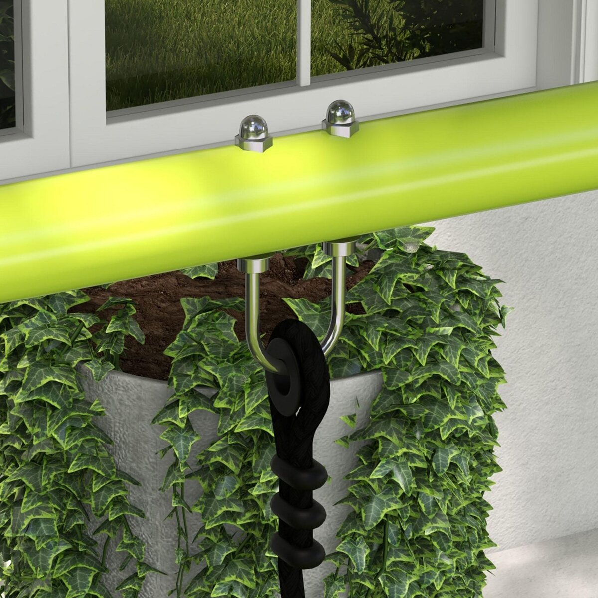 OUTSUNNY Balançoire 2 agrès portique avec balançoire et face à face dim. 2,55L x 1,6l x 1,8H m métal époxy PE gris vert