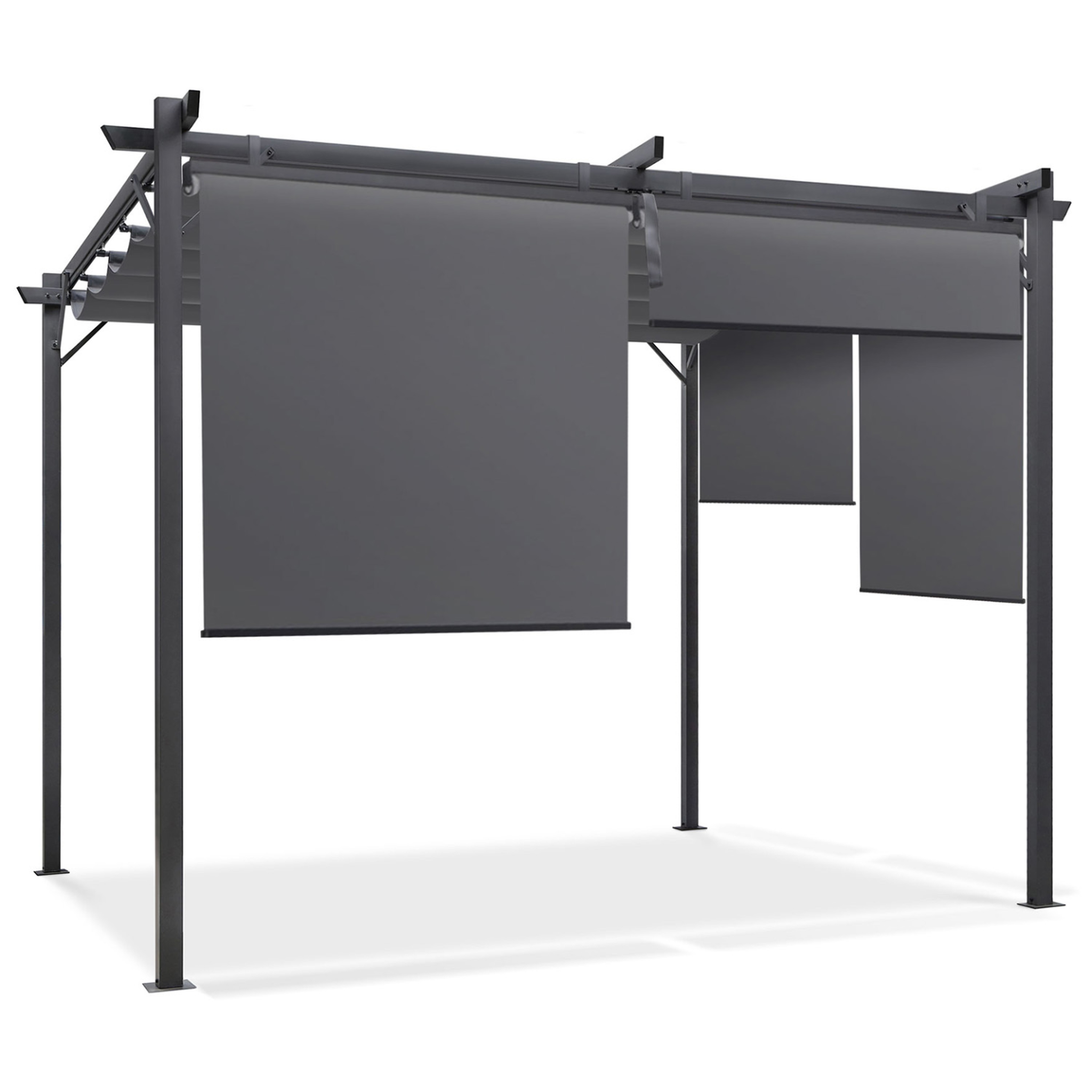 Voir la diapositive 4 : ID MARKET Pergola édition spéciale toit rétractable 3x4 m et 4 stores gris anthracite