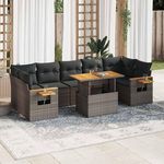 VIDAXL Salon de jardin avec coussins 8 pcs gris resine tressee acacia