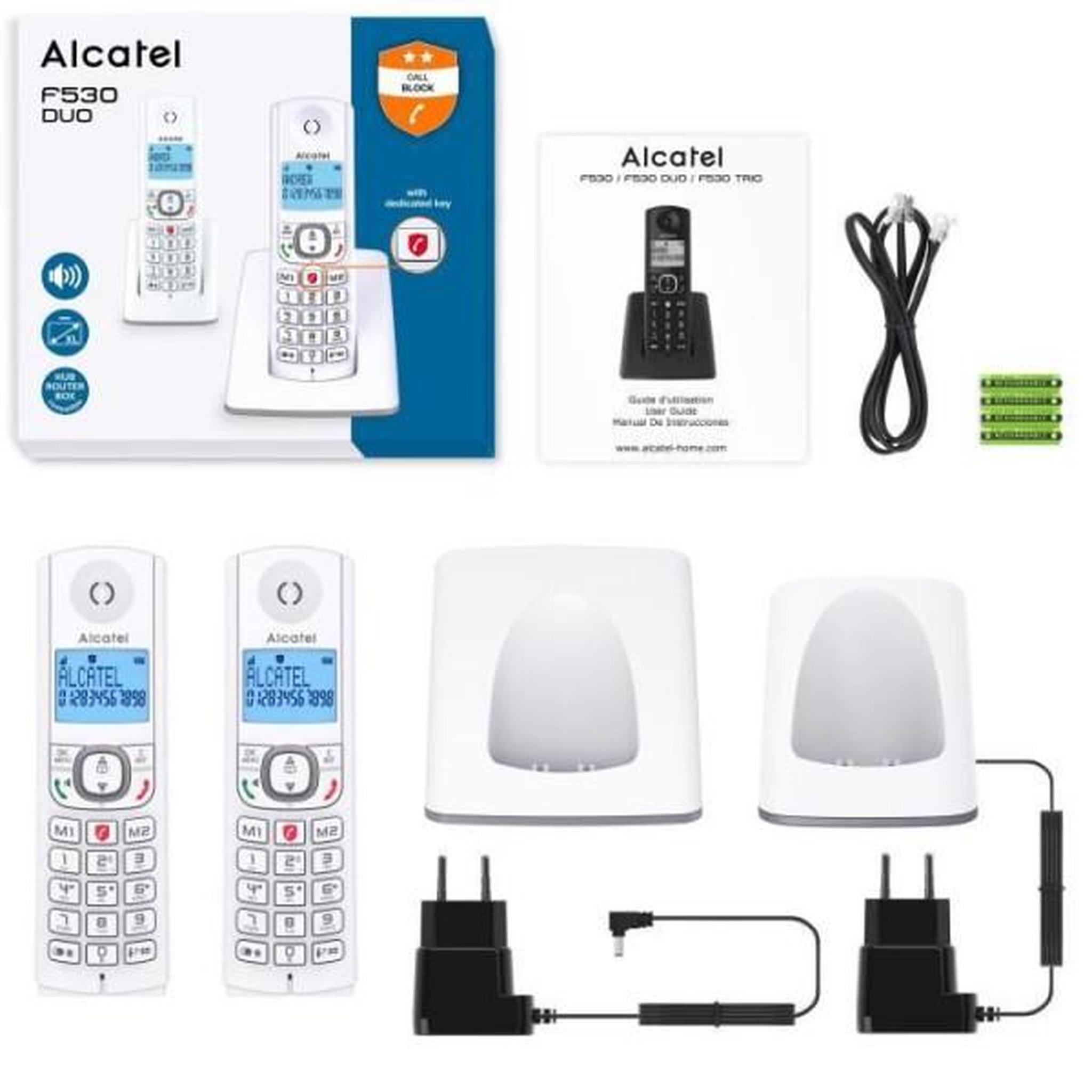 Voir la diapositive 2 : Alcatel Téléphone fixe ALCATEL F 530 DUO GRIS