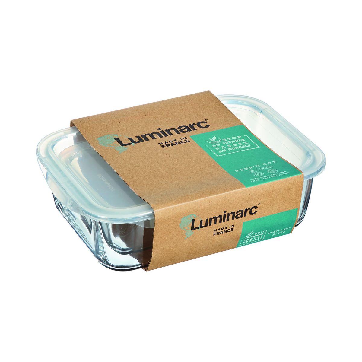 LUMINARC Lot de 3 boîtes en verre avec couvercle blanc