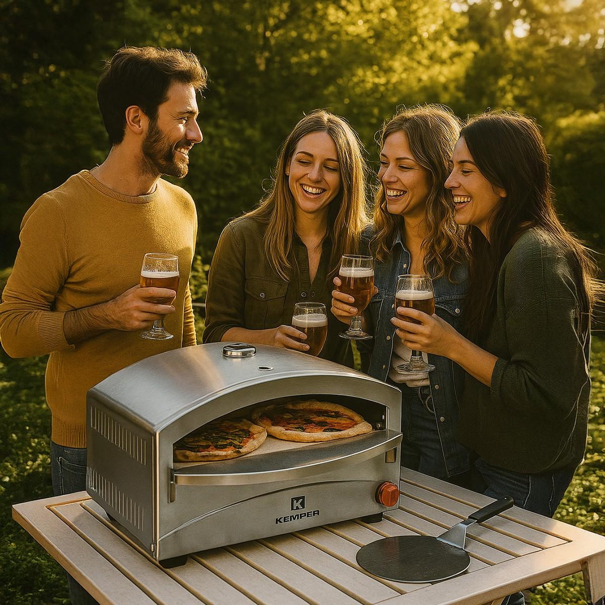 Voir la diapositive 2 : Kemper Four à pizza à gaz 4800W Cuisson pierre réfractaire 250 à 400°C Spatule Incluse KEMPER
