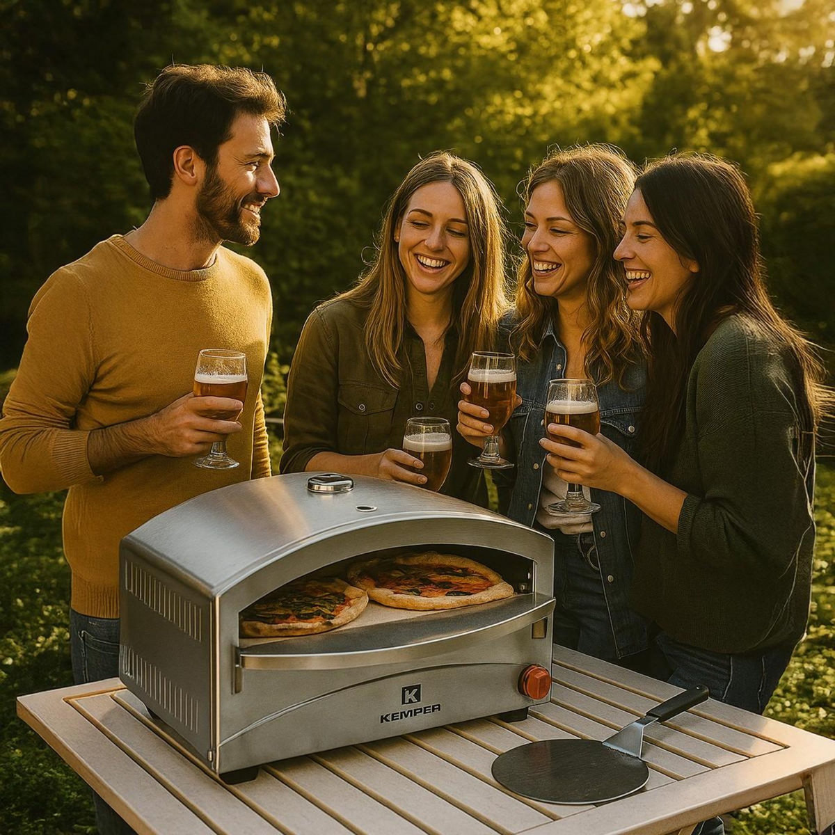 Kemper Four à pizza à gaz 4800W Cuisson pierre réfractaire 250 à 400°C Spatule Incluse KEMPER