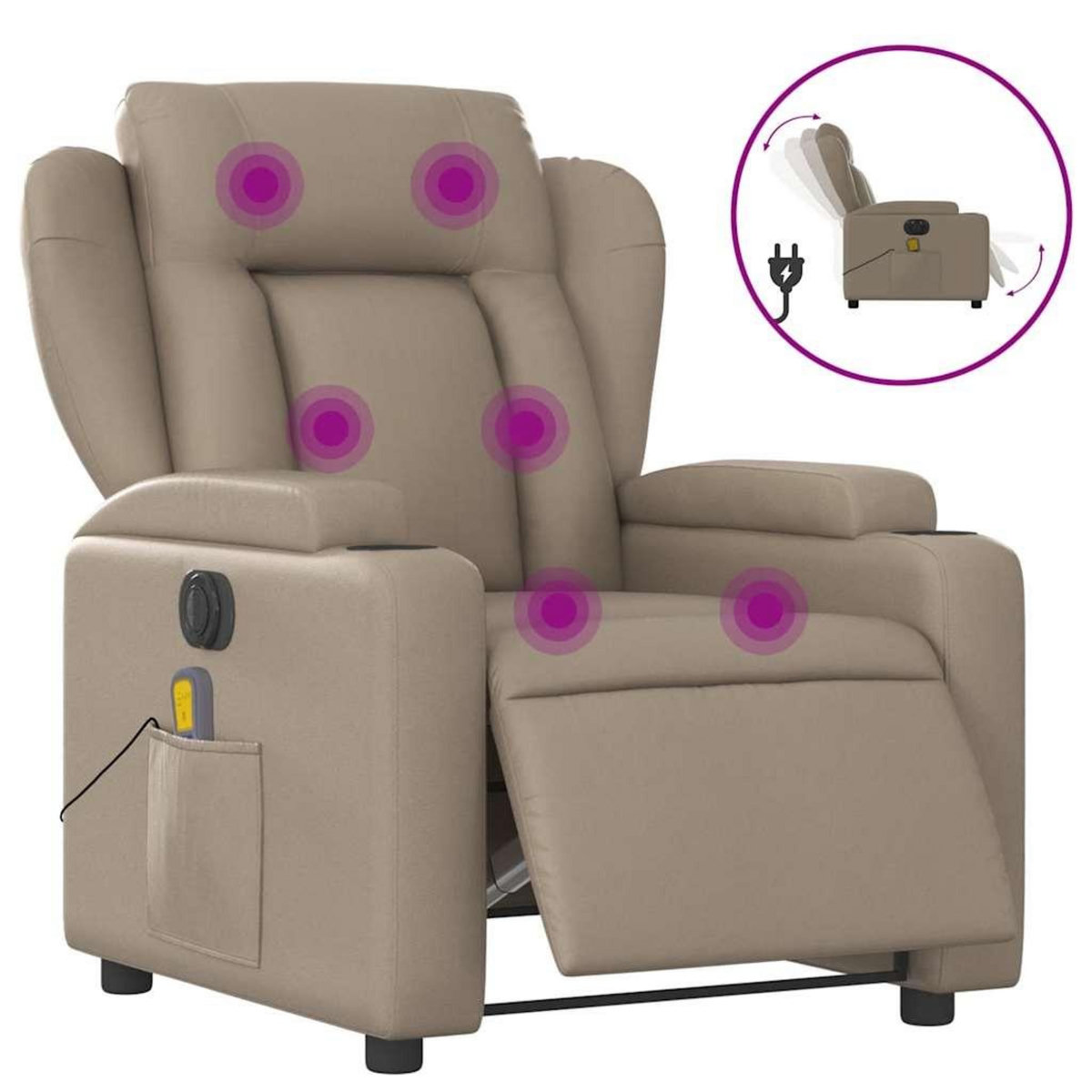 VIDAXL Fauteuil de massage inclinable electrique cappuccino similicuir