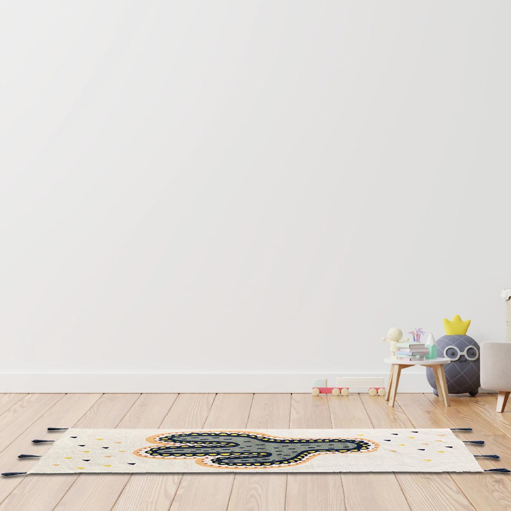 Voir la diapositive 5 : FUTURE HOME Tapis déco enfant cactus en coton tissé 50x120cm