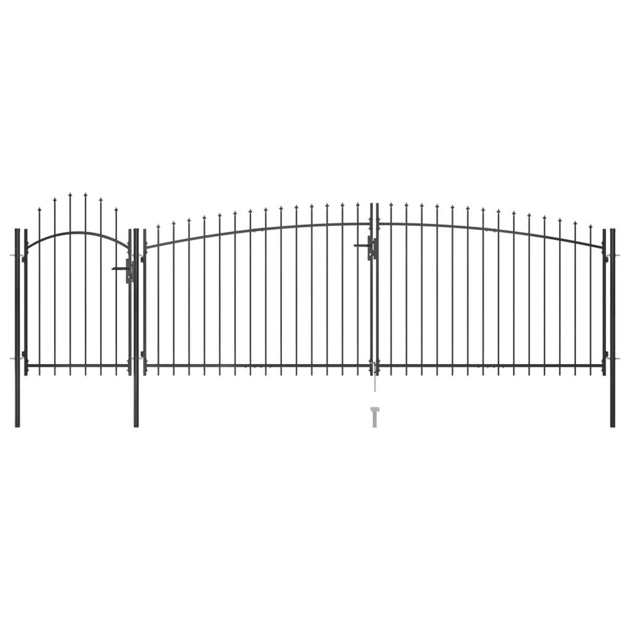 VIDAXL Portail de cloture de jardin avec dessus en lance 5x2 m Noir