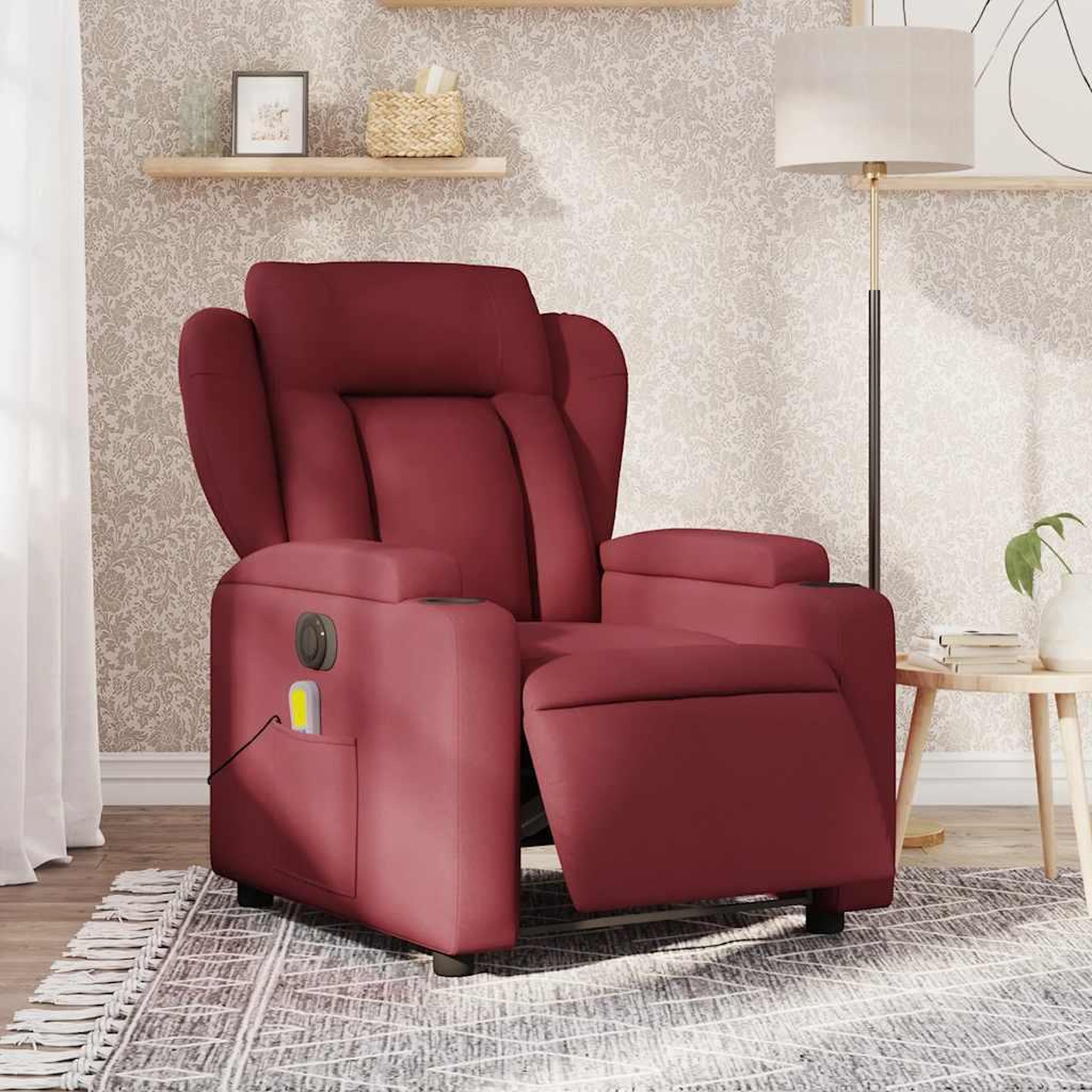 VIDAXL Fauteuil de massage inclinable electrique Rouge bordeaux Tissu