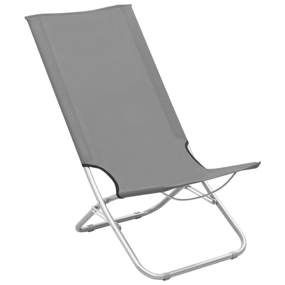 VIDAXL Chaises de plage pliables lot de 2 Gris Tissu