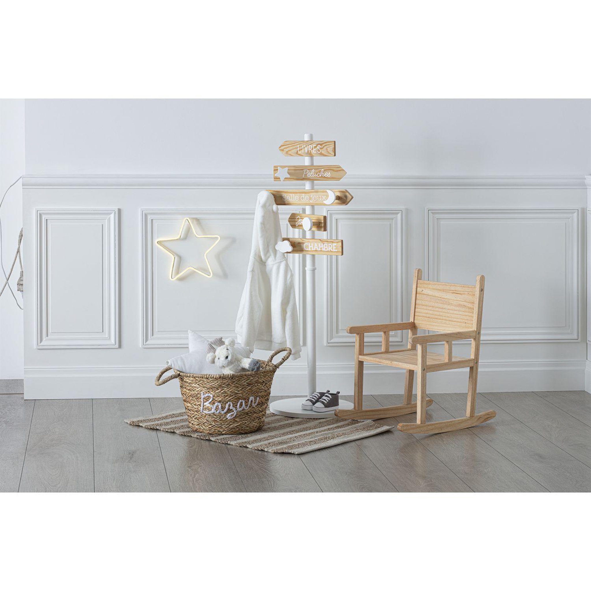 Voir la diapositive 2 : Atmosphera Kids Porte-manteau pancarte pour enfant - hauteur 114 cm - blanc et beige