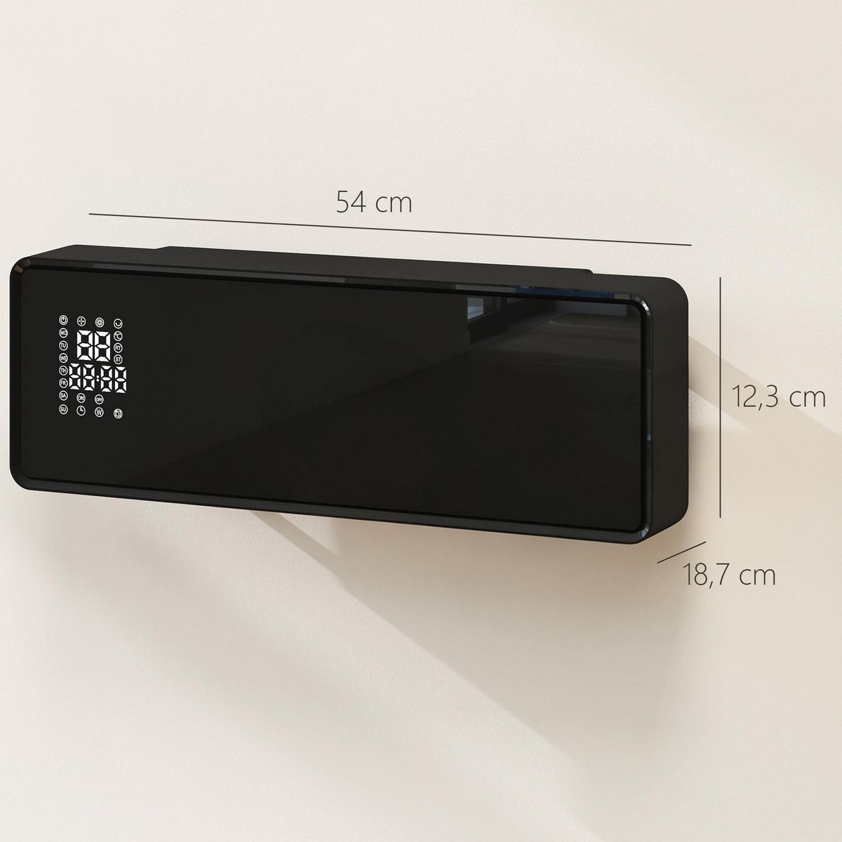 HOMCOM Chauffage soufflant mural 2000W chauffage céramique PTC radiateur réglable timer oscillant télécommande noir