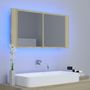 Voir la diapositive 3 : VIDAXL Armoire a miroir a LED de bain Chene sonoma 90x12x45 Acrylique