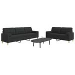 VIDAXL Ensemble de canapes 2 pcs avec coussins decoratifs noir tissu