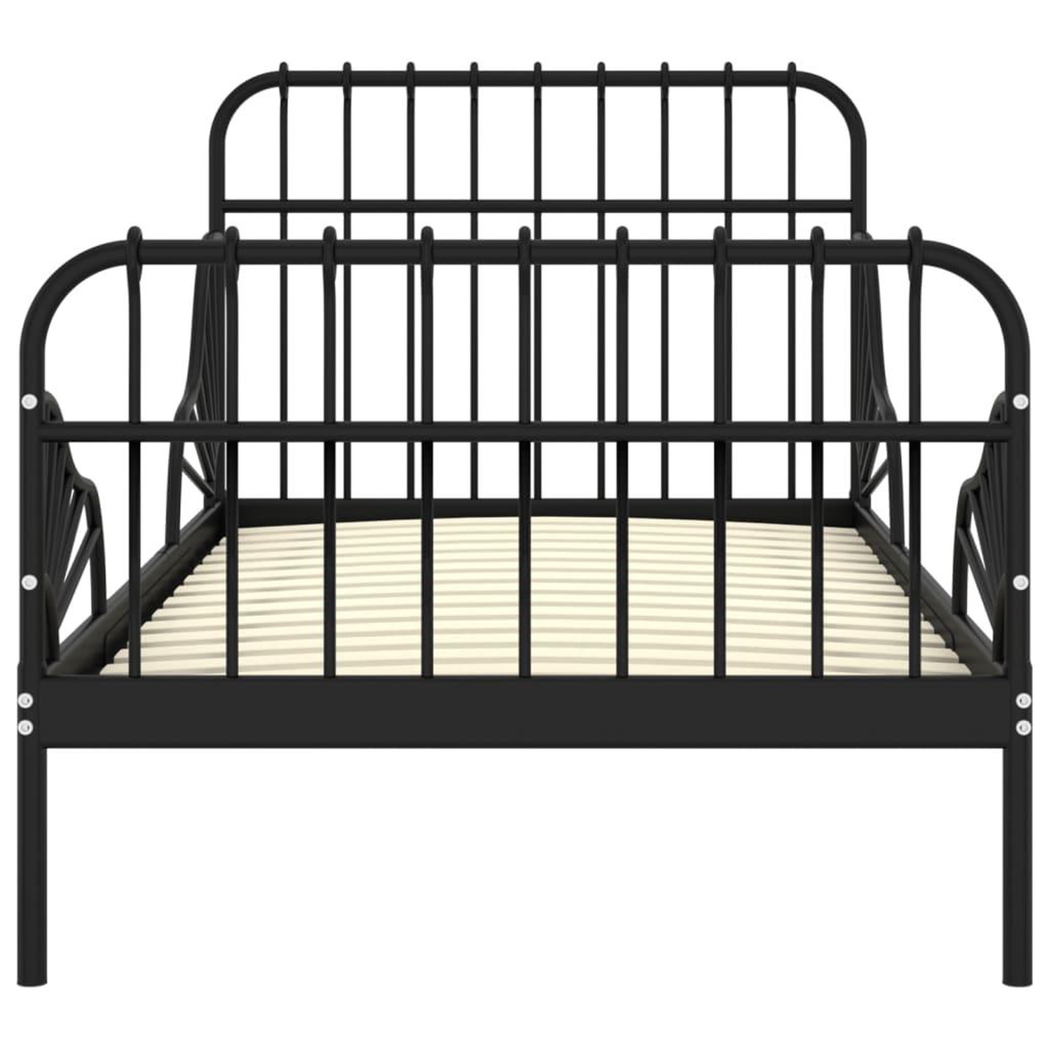 Voir la diapositive 4 : VIDAXL Cadre de lit extensible Noir Metal 80x130/200 cm
