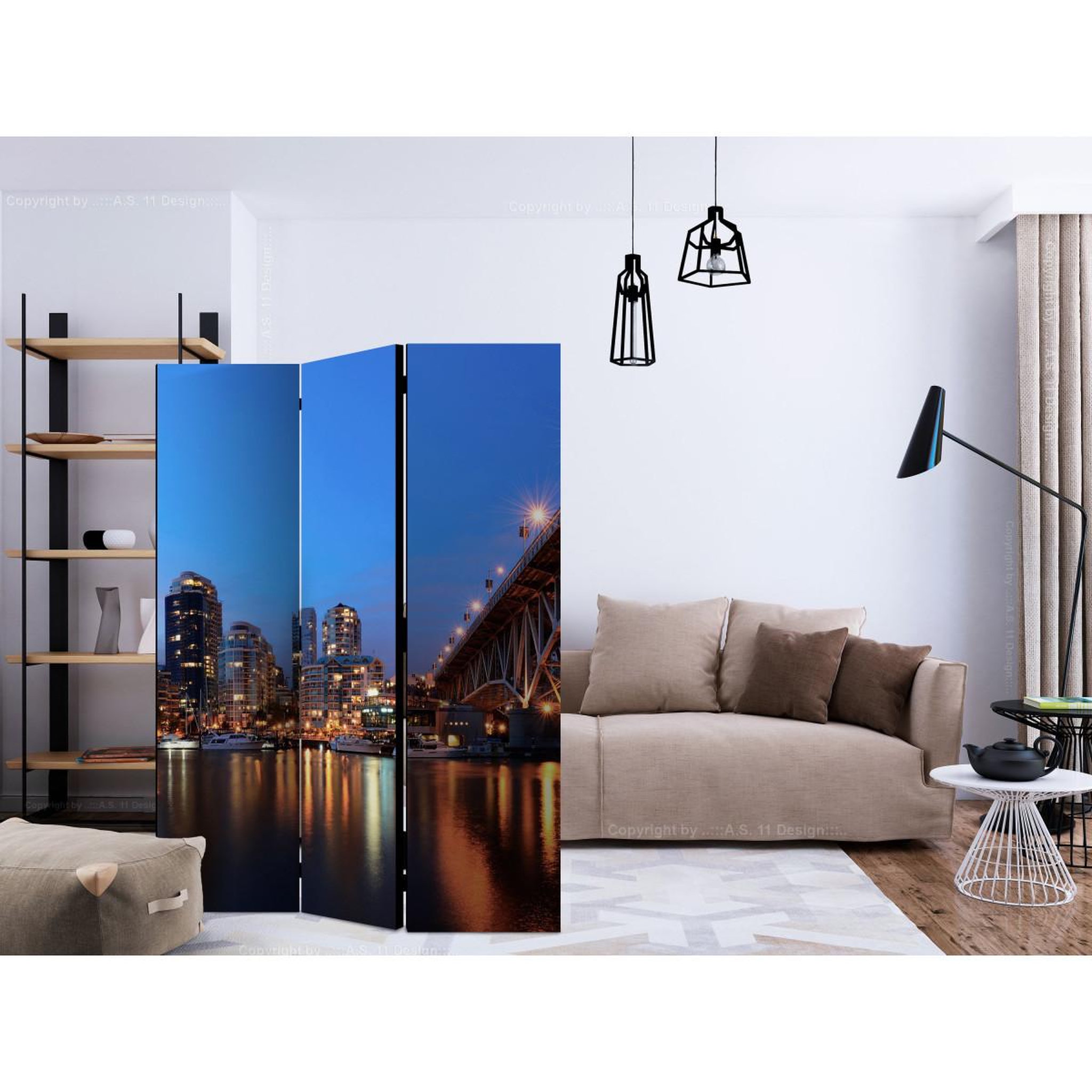 Voir la diapositive 2 : Paris Prix Paravent 3 volets  city lights  135x172cm