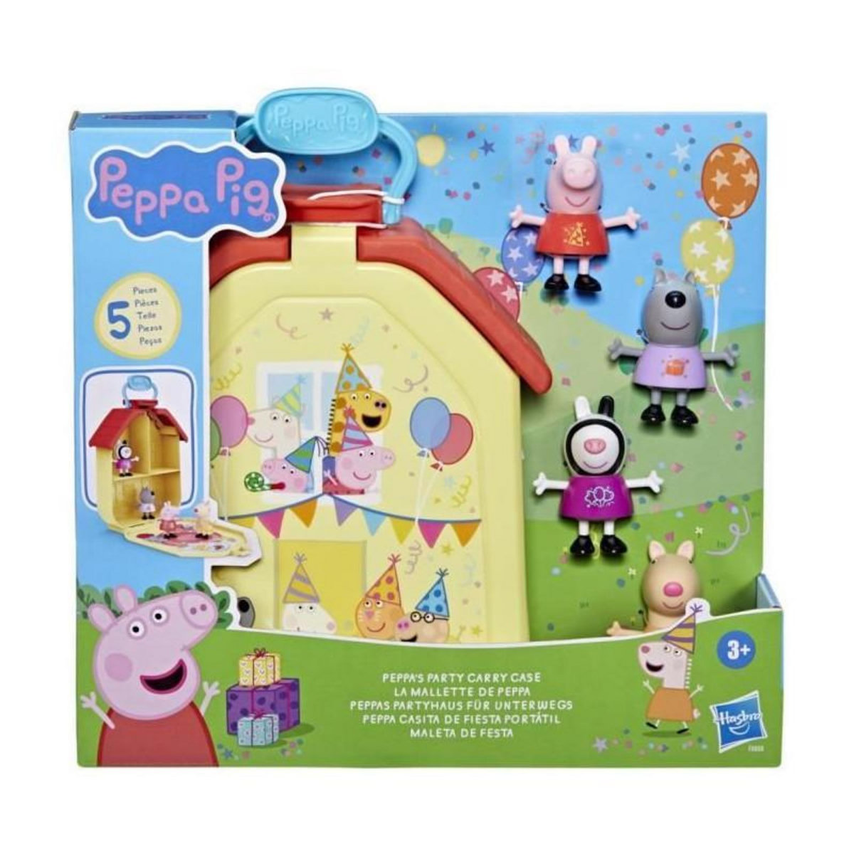 HASBRO Peppa Pig, coffret La mallette de Peppa avec maison pliable, 4 figurines, jouets préscolaires, a partir de 3 ans
