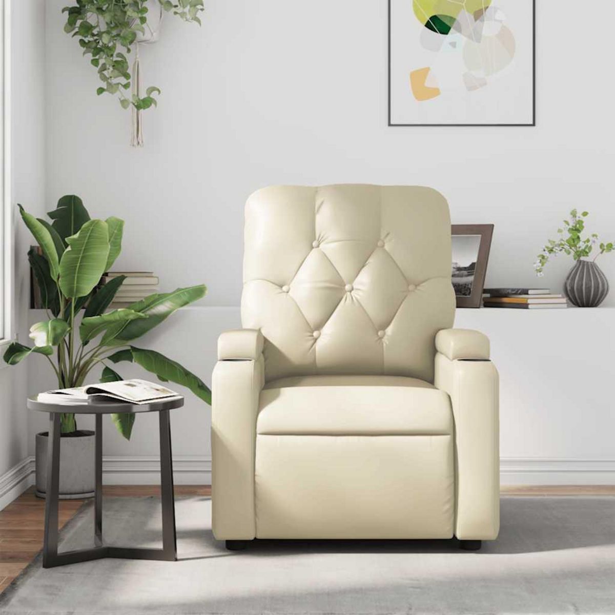 VIDAXL Fauteuil inclinable de massage Creme Similicuir