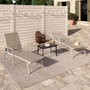 Voir la diapositive 2 : ID MARKET Lot de 2 transats de jardin inclinables FIDJI en acier blanc et toile beige