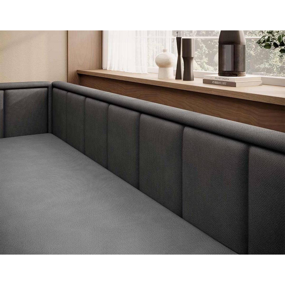 BEST MOBILIER James - canapé 3 places gauche convertible avec coffre en velours