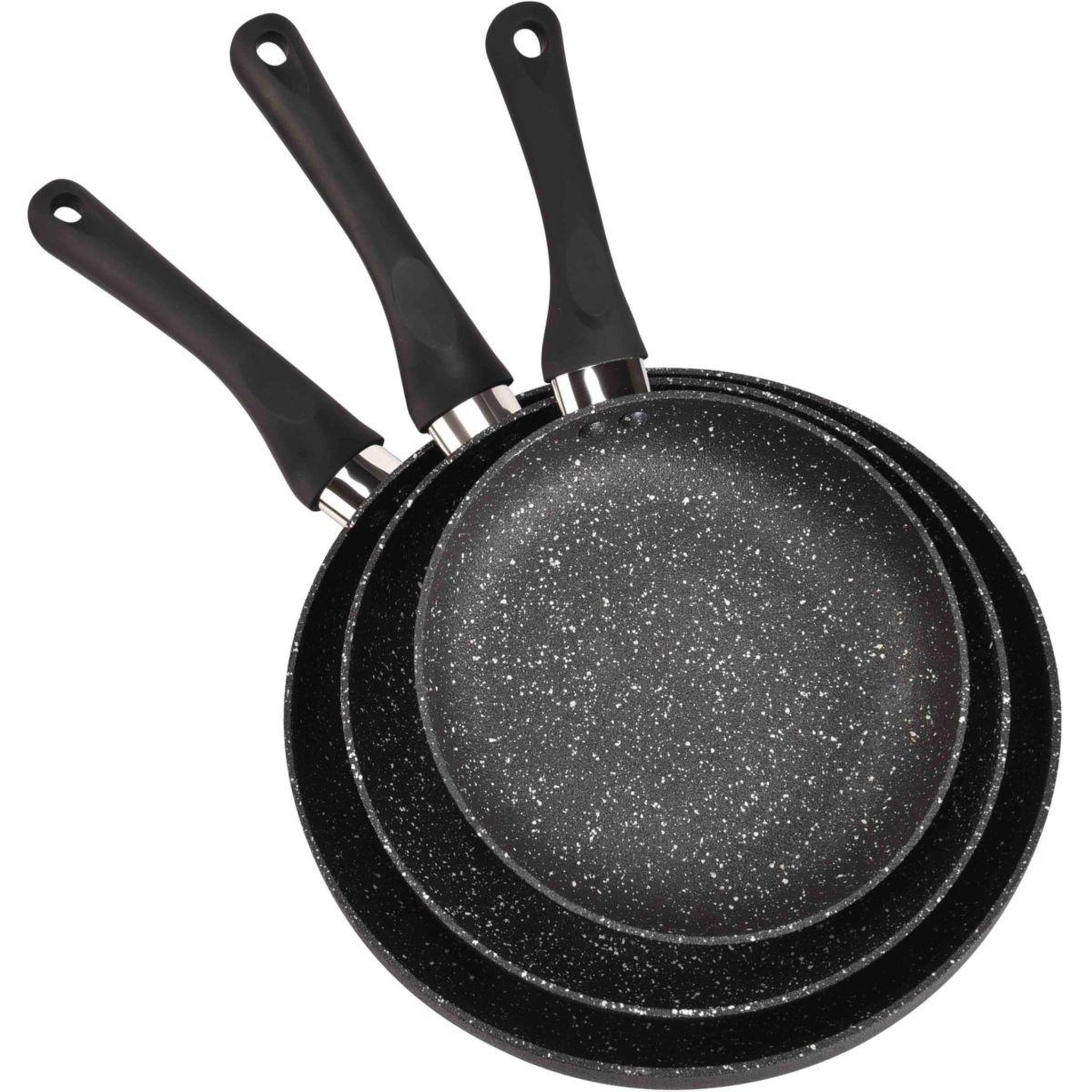 ESSENTIEL B Batterie de cuisine 3 poeles pietra black