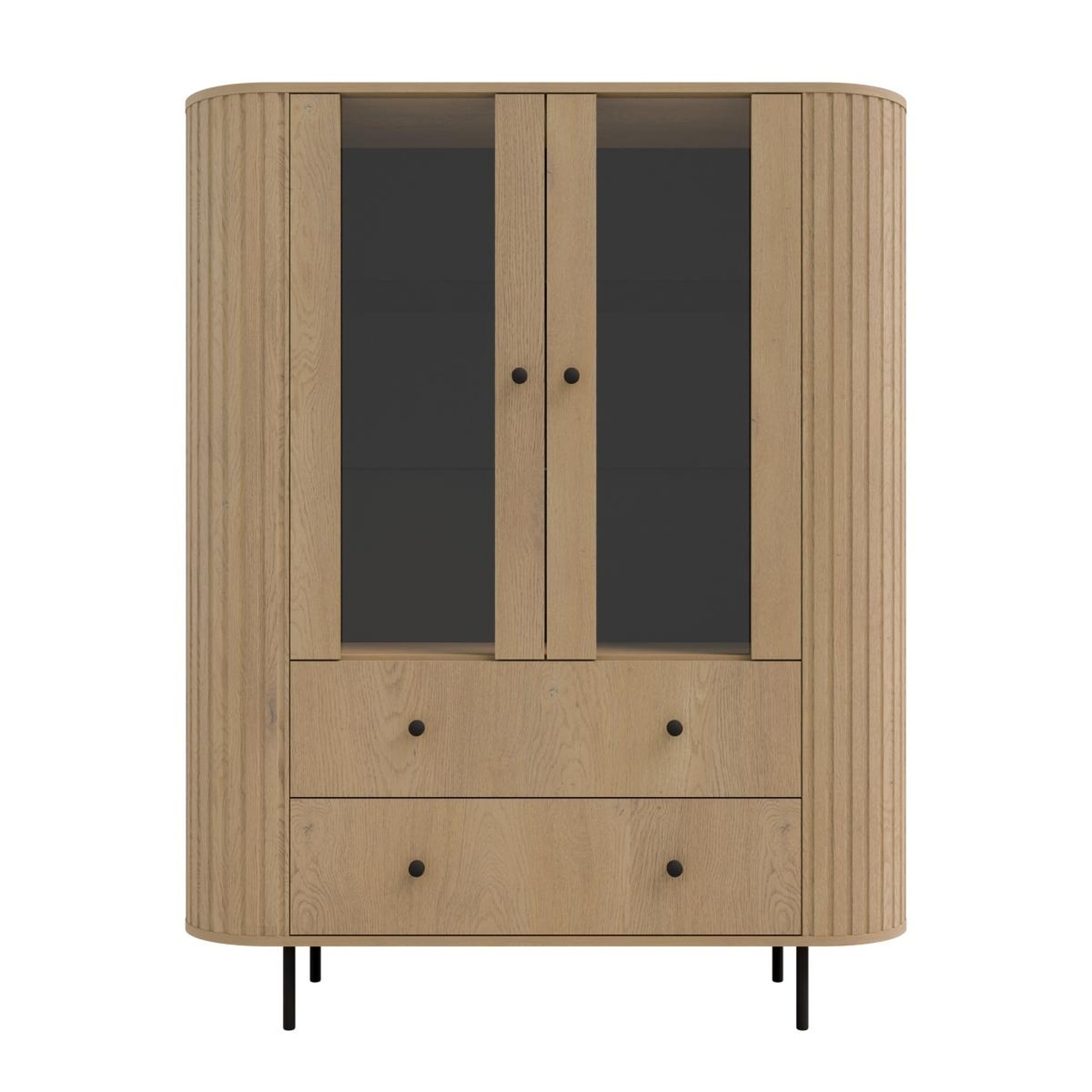 JLC KREATION Vitrine moderne 2 portes en bois forme arrondie lilio