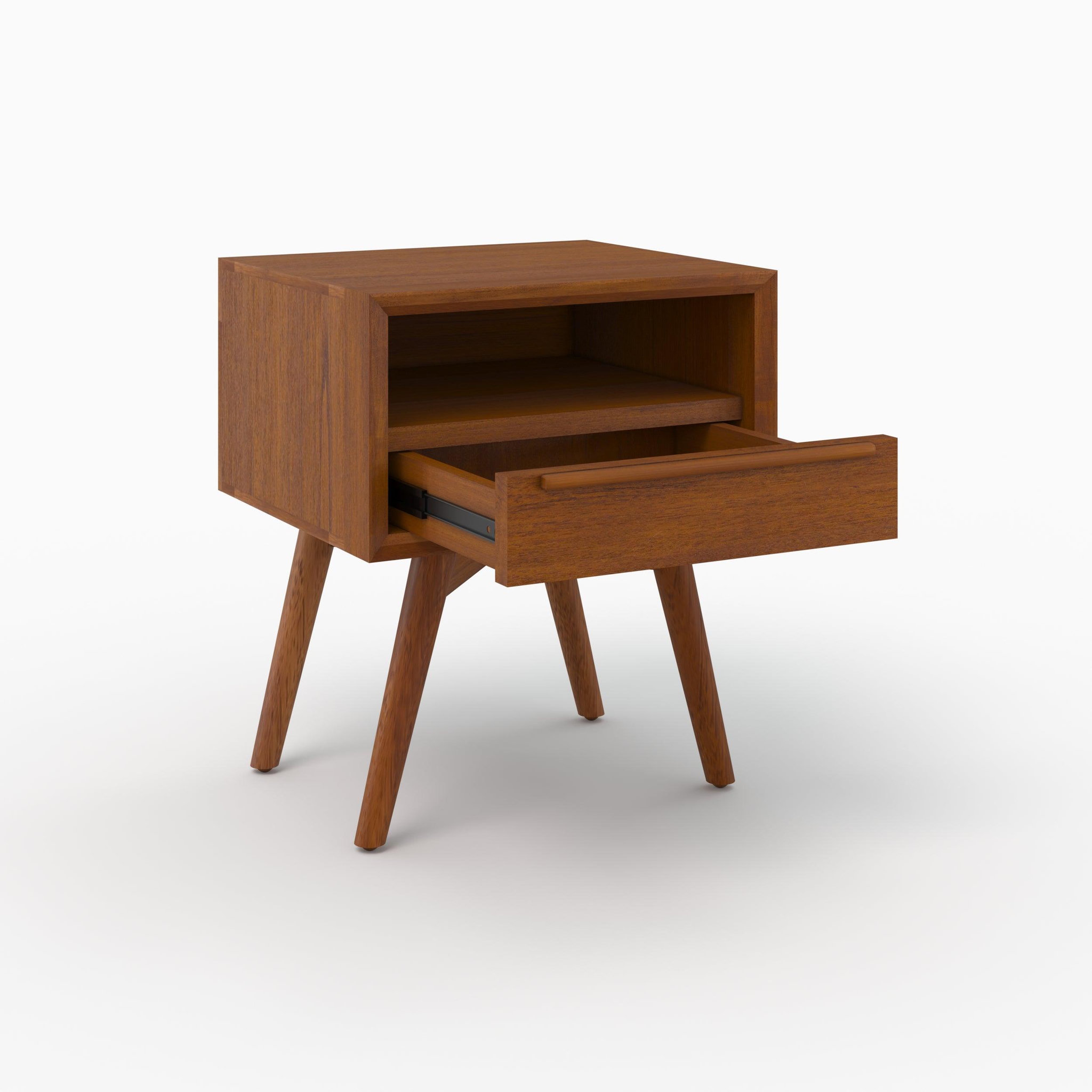 Voir la diapositive 6 : MAISON PAVANE Table de chevet en bois de teck, 1 niche et 1 tiroir-waya