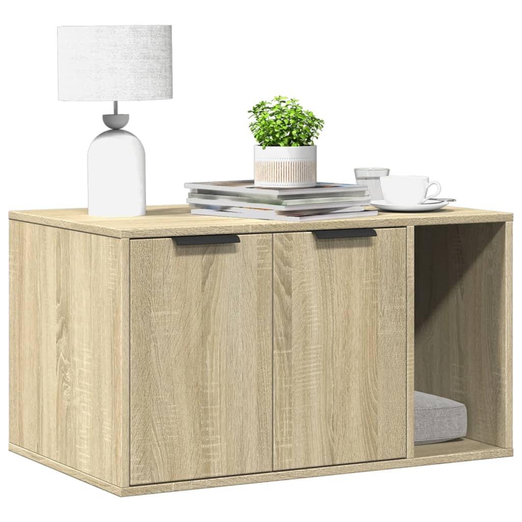 VIDAXL Meuble de bac a litiere pour chat chene sonoma bois ingenierie