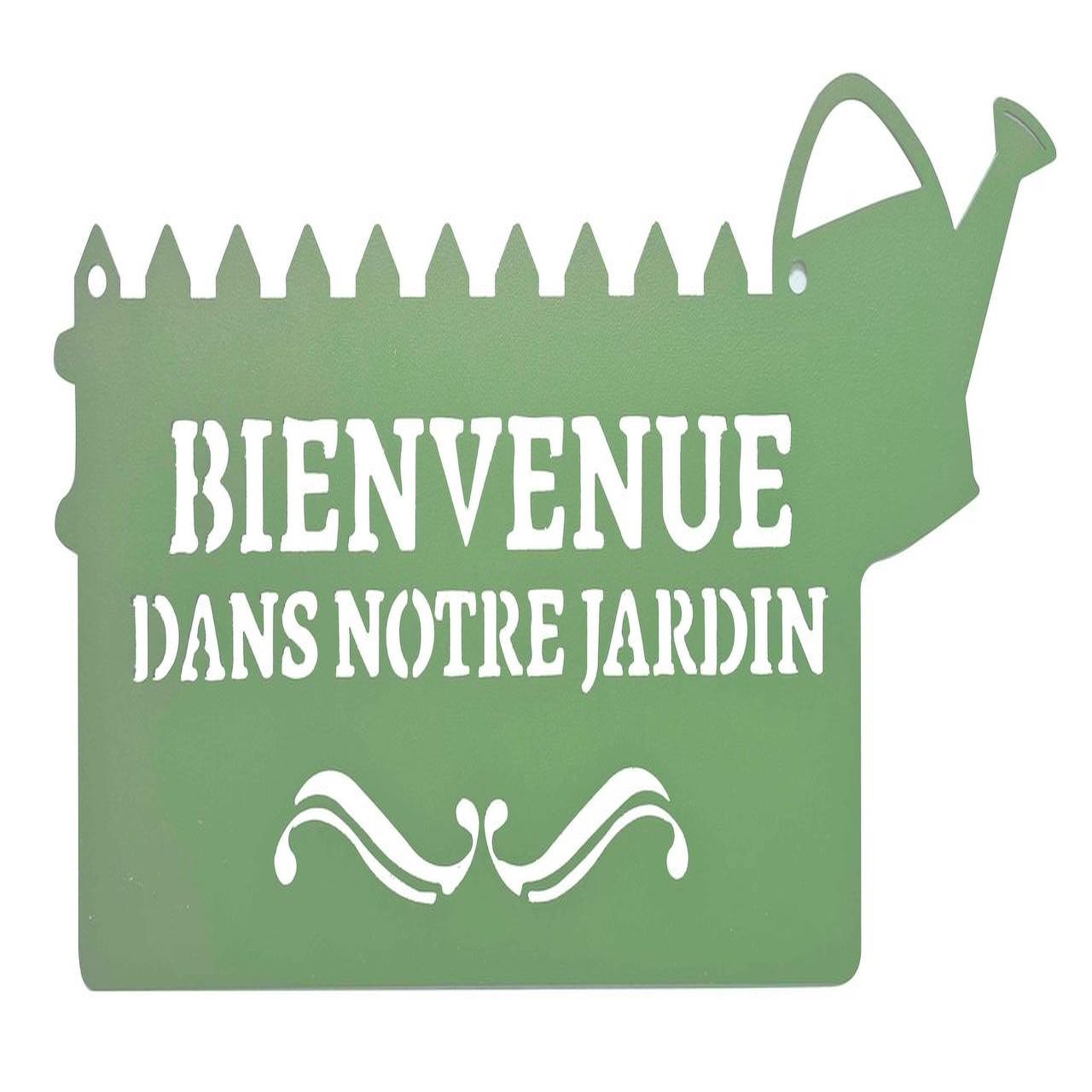 CENTRALE BRICO Pancarte décorative en métal  Bienvenue  - 31x16,5cm - vert pâle