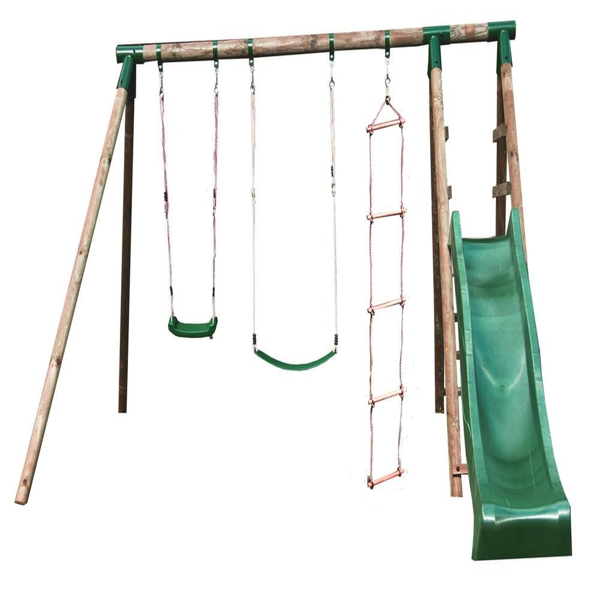 Chalet & jardin Portique & toboggan de jardin en bois navajos 330 x 260 x 230 cm - tissu protection rouge