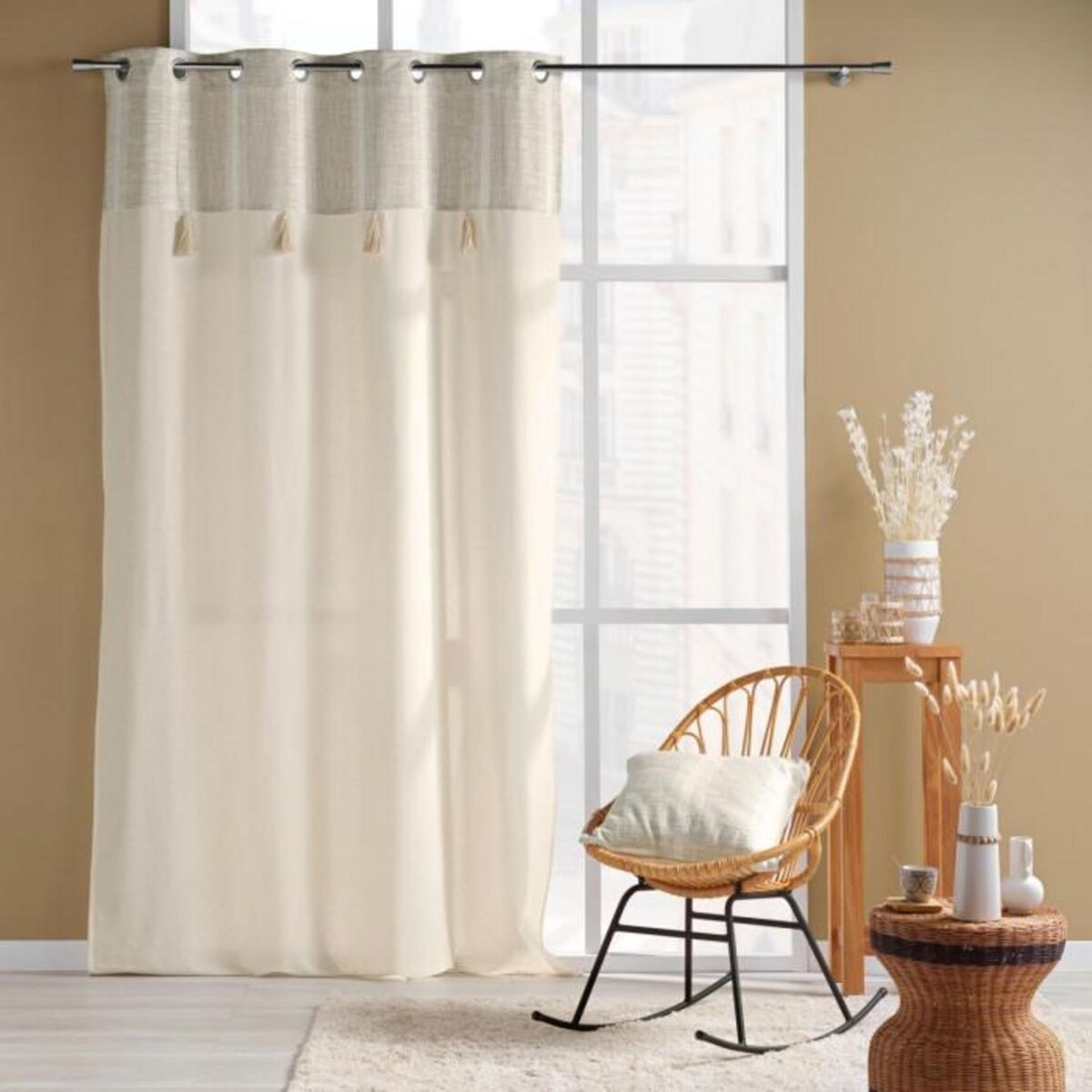 Paris Prix Coussin Déco Tissé  Island  45x45cm Beige