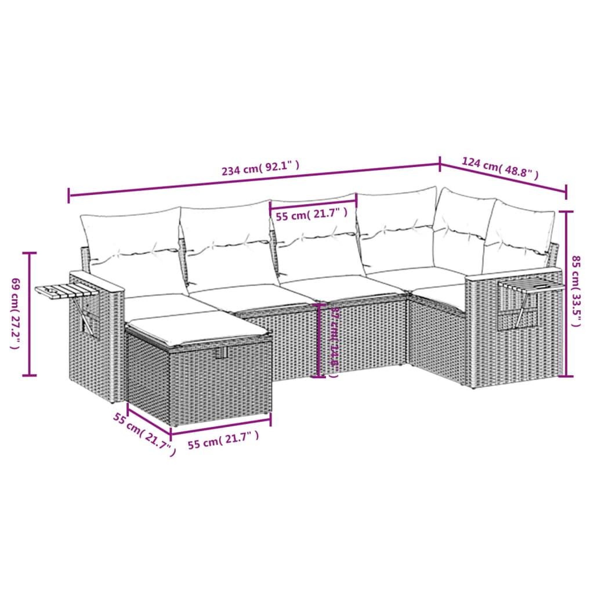 Voir la diapositive 3 : VIDAXL Salon de jardin 6 pcs avec coussins noir resine tressee