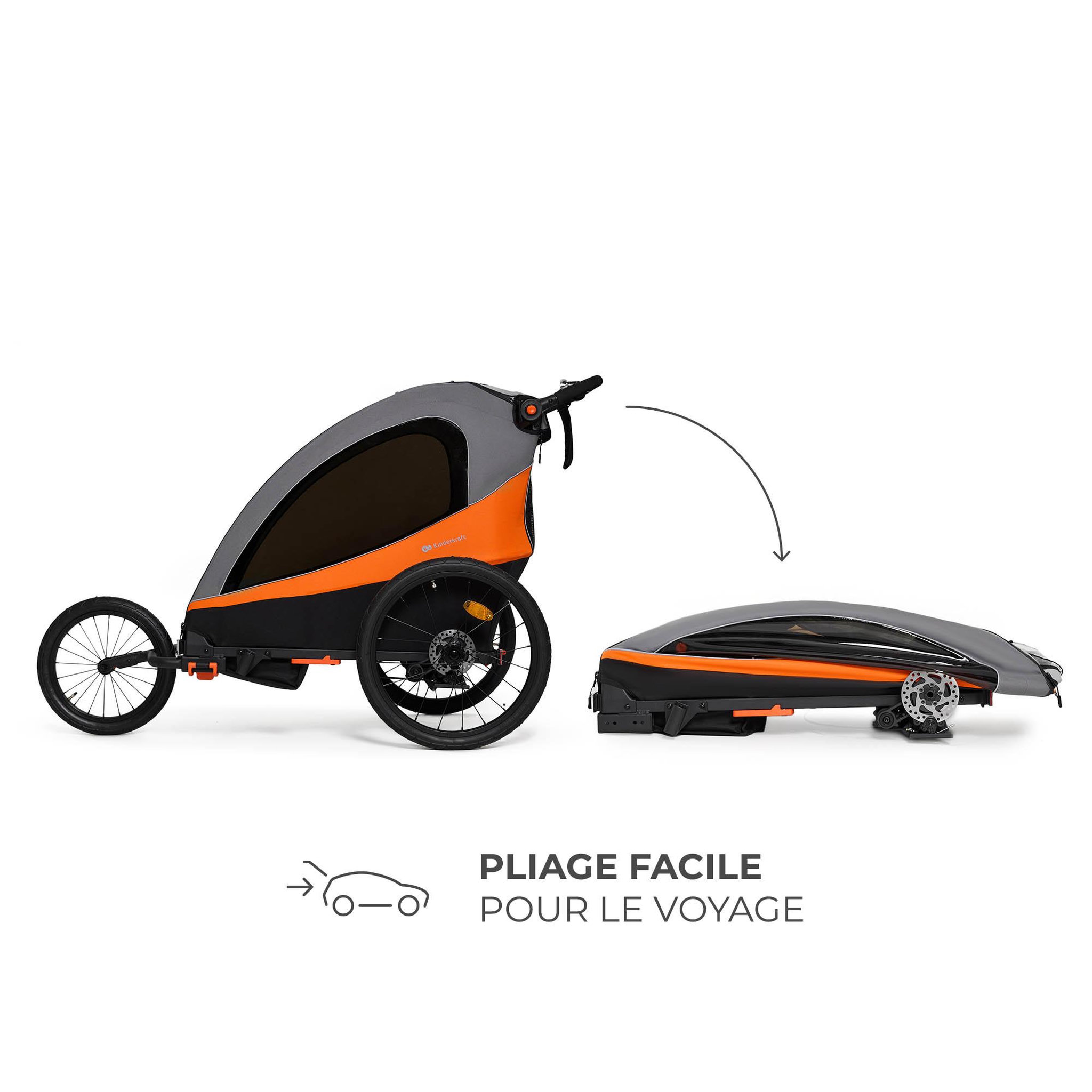 Voir la diapositive 5 : KINDERKRAFT Remorque vélo enfant 3 en 1 convertible