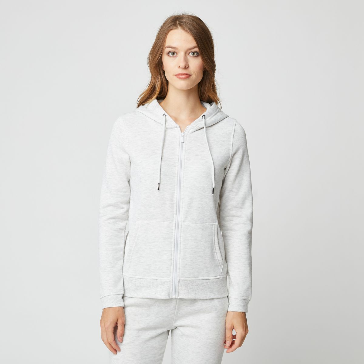 IN EXTENSO Sweat de sport zippé à capuche écru femme