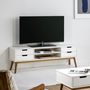 Voir la diapositive 5 : VS VENTA-STOCK Meuble tv Baku 1 porte et 2 tiroir couleur blanc, 140 cm
