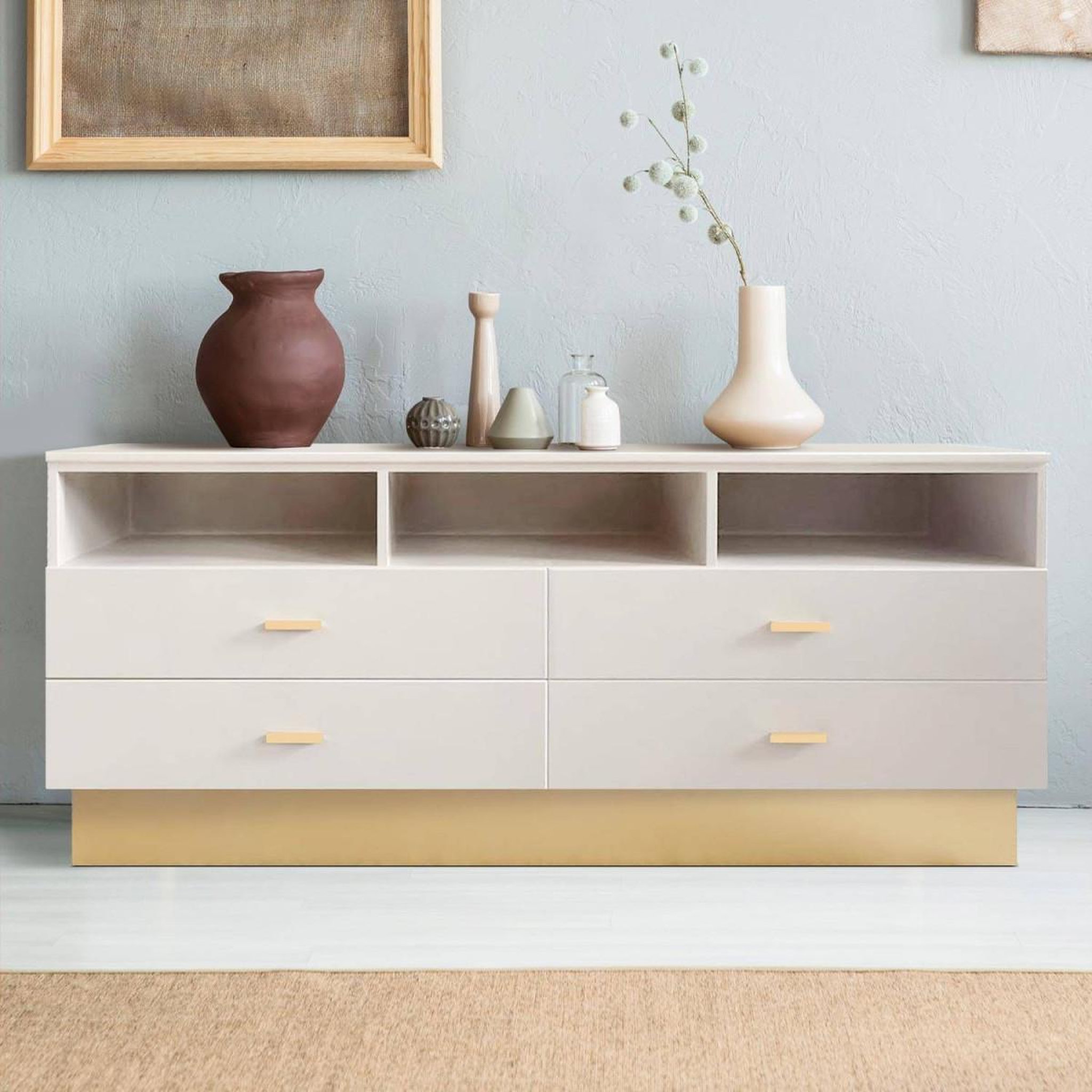 Voir la diapositive 5 : Paris Prix Meuble tv 4 tiroirs design  tazea  150cm taupe