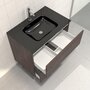  Pack Meuble de salle de bain 80x50 cm Graphite + vasque verre noir + miroir LED 80x60