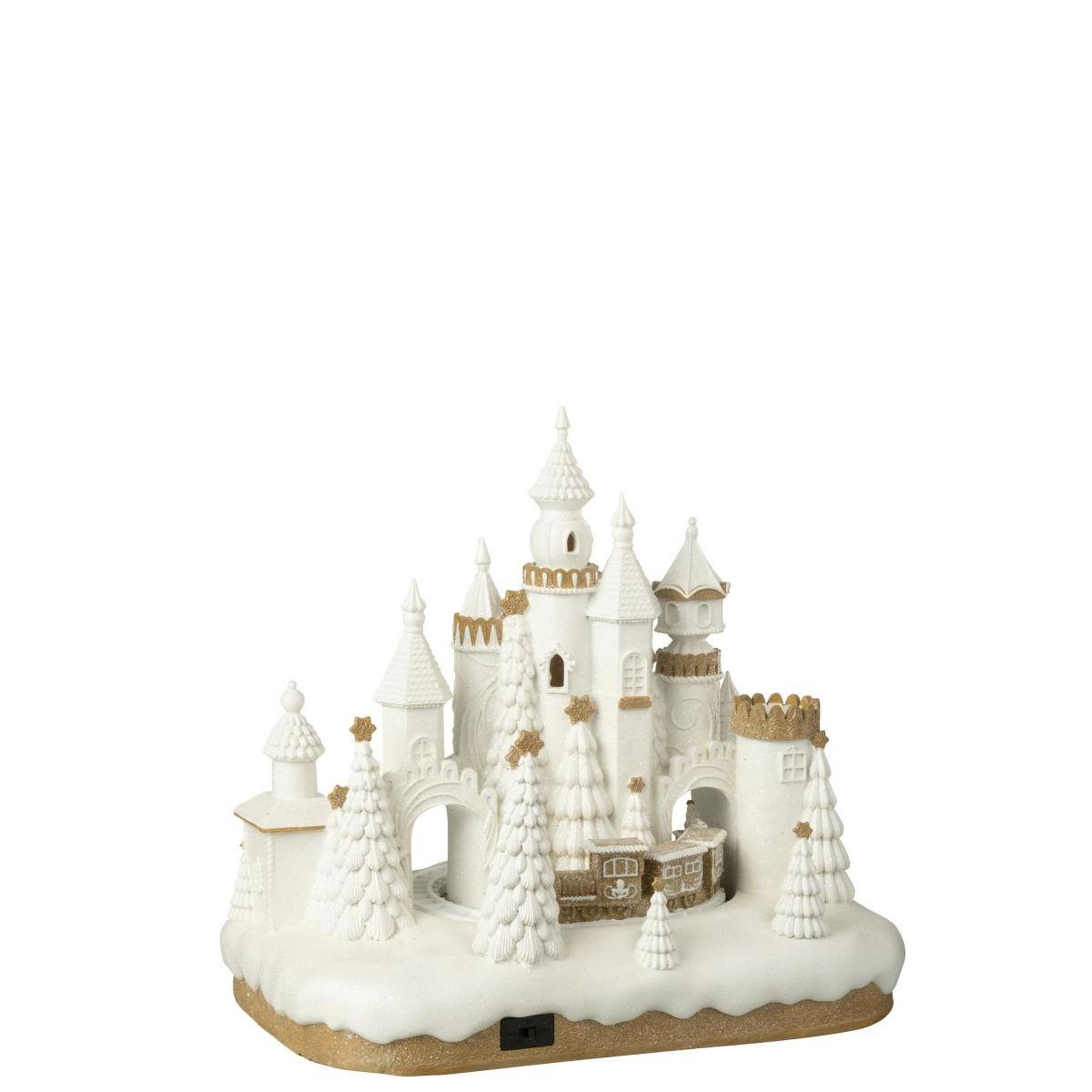 Voir la diapositive 3 : J-LINE Château pain d'épice à led  winter glow  35cm beige