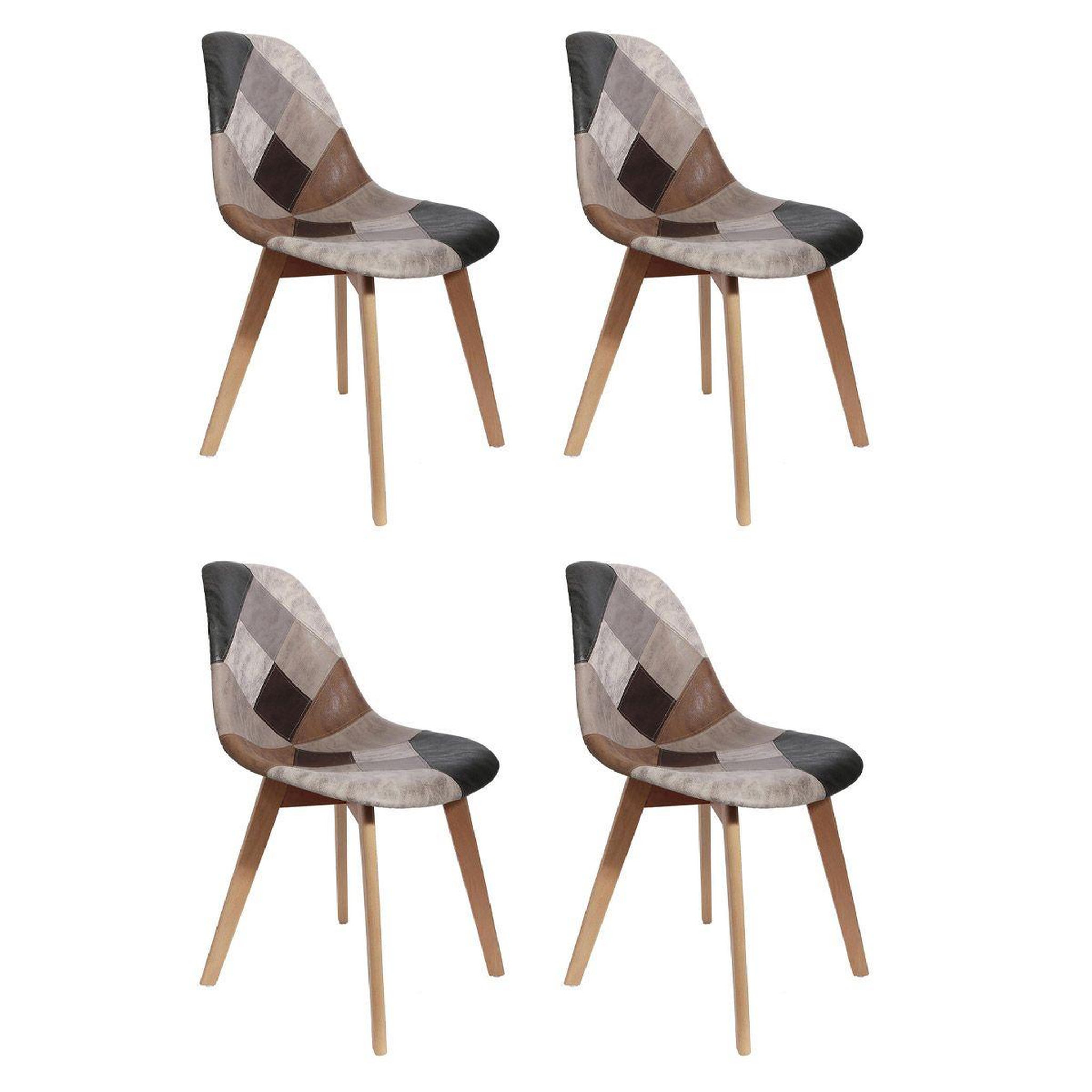 The Home Deco Factory Lot de 4 chaises patchwork  colmar  85cm gris