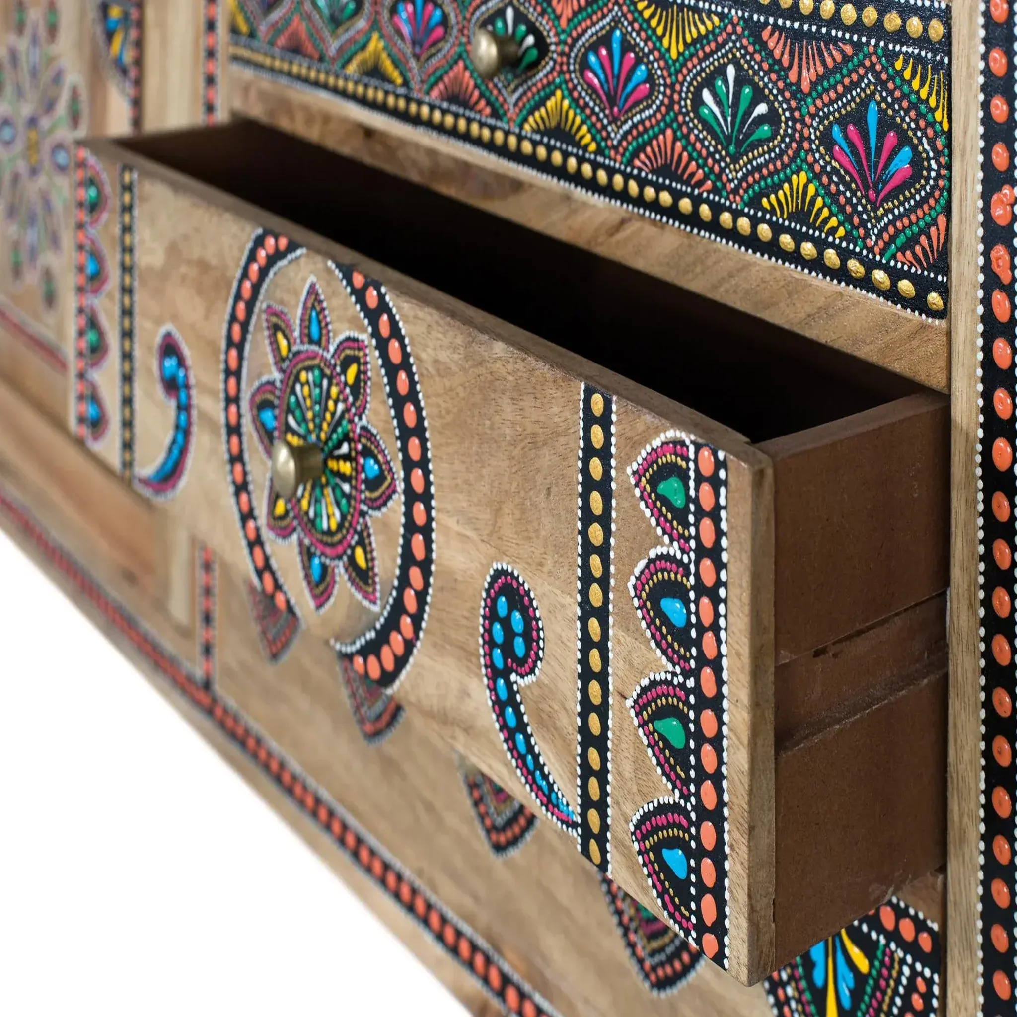 Voir la diapositive 4 : GINER Y COLOMER SL Meuble tv en bois de manguier 150 cm style boho ethnique