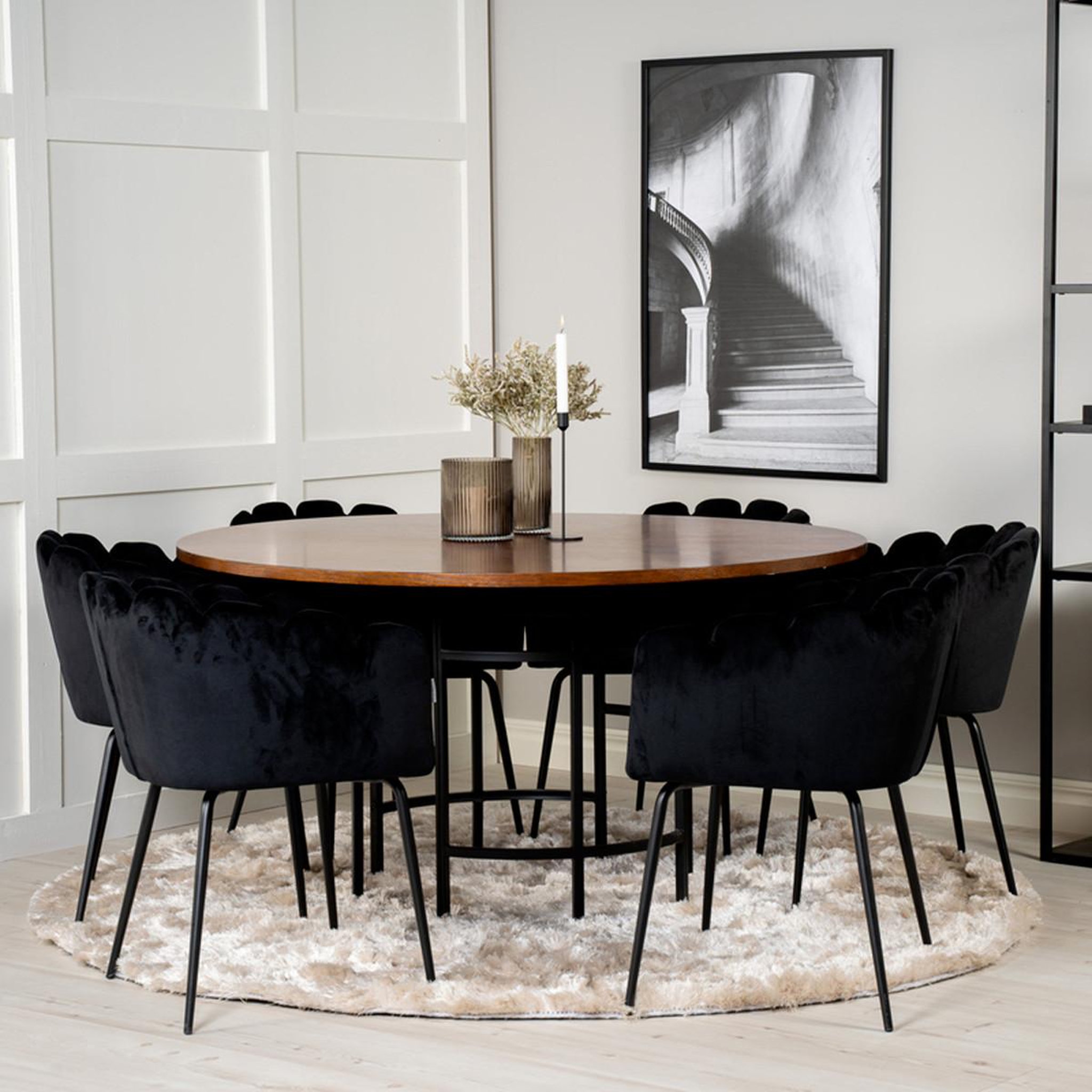Voir la diapositive 4 : Paris Prix Ensemble table à manger & 6 chaises  copenhagen & limhamn  140cm noir & marron