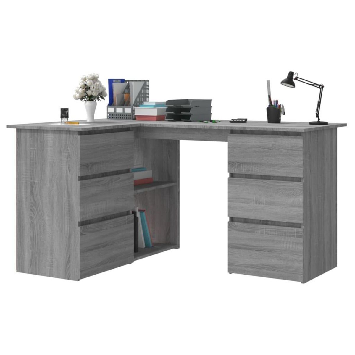 VIDAXL Bureau d'angle Sonoma gris 145x100x76 cm Bois d'ingenierie