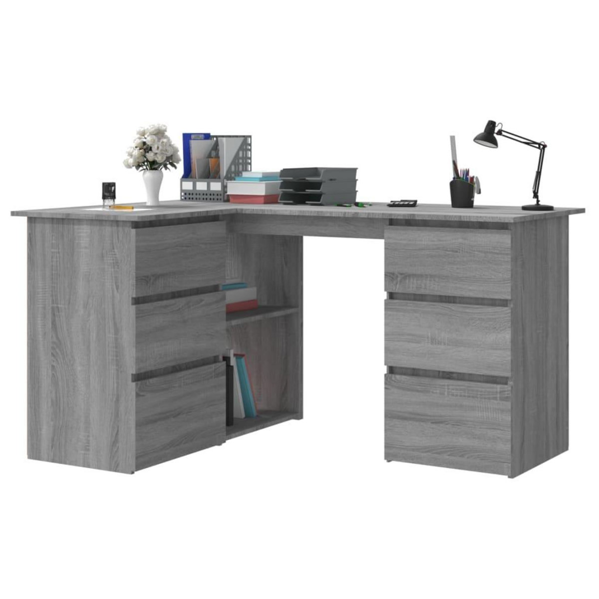 VIDAXL Bureau d'angle Sonoma gris 145x100x76 cm Bois d'ingenierie