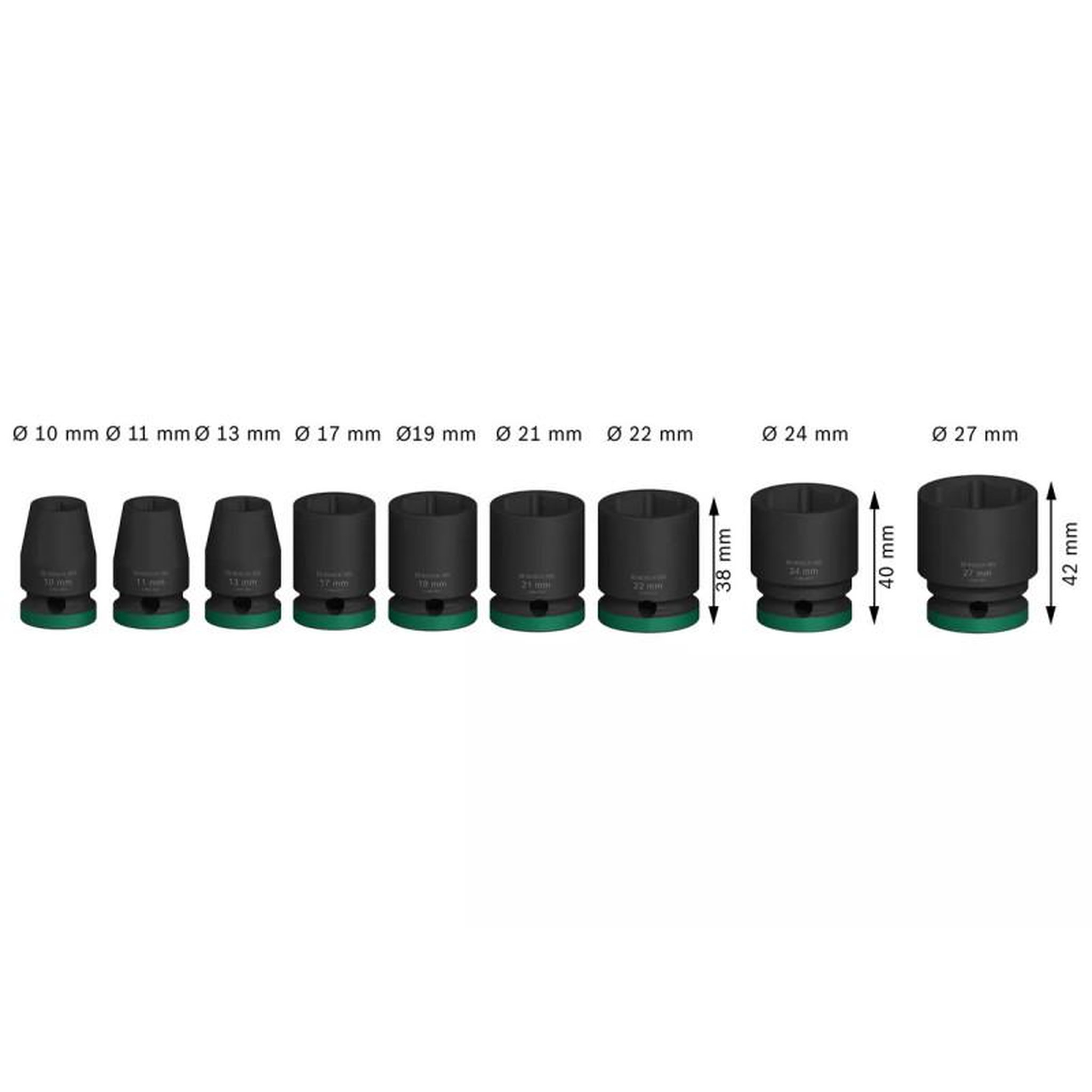 Voir la diapositive 2 : BOSCH Set 9 douilles Impact 1 2'' PRO M10 11 13 17 19 21 22 24 27 BOSCH 2608003038