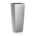 LECHUZA Cubico alto Premium 40 - Kit complet, argent métallisé 105 cm