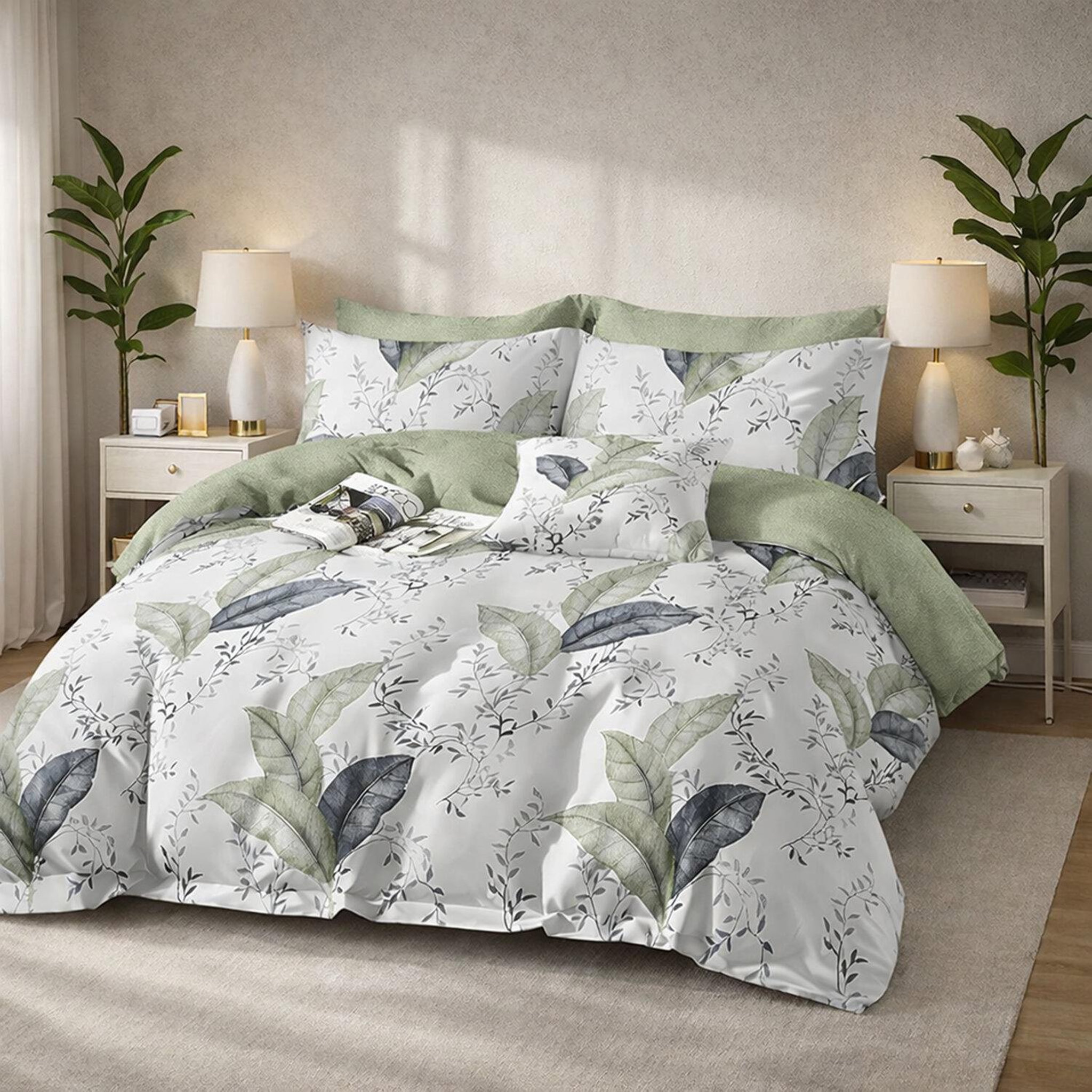 Voir la diapositive 2 : Home collection Parure housse de couette 3 pcs 240x220 cm en percale de coton 80 fils sylmée